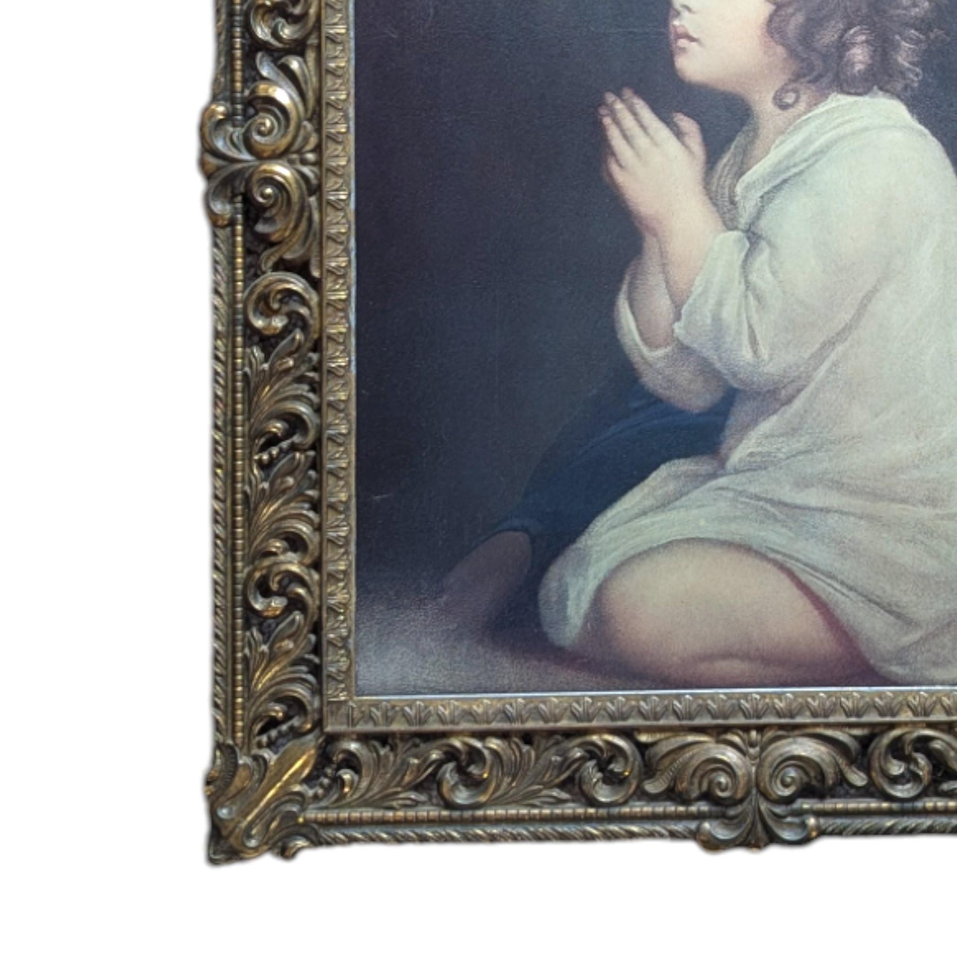 The Infant Samuel Framed Print by Reynolds, Vintage Ornate Metal Frame with Convex Bubble Glass, Religious Wall Art, Victorian Style Decor