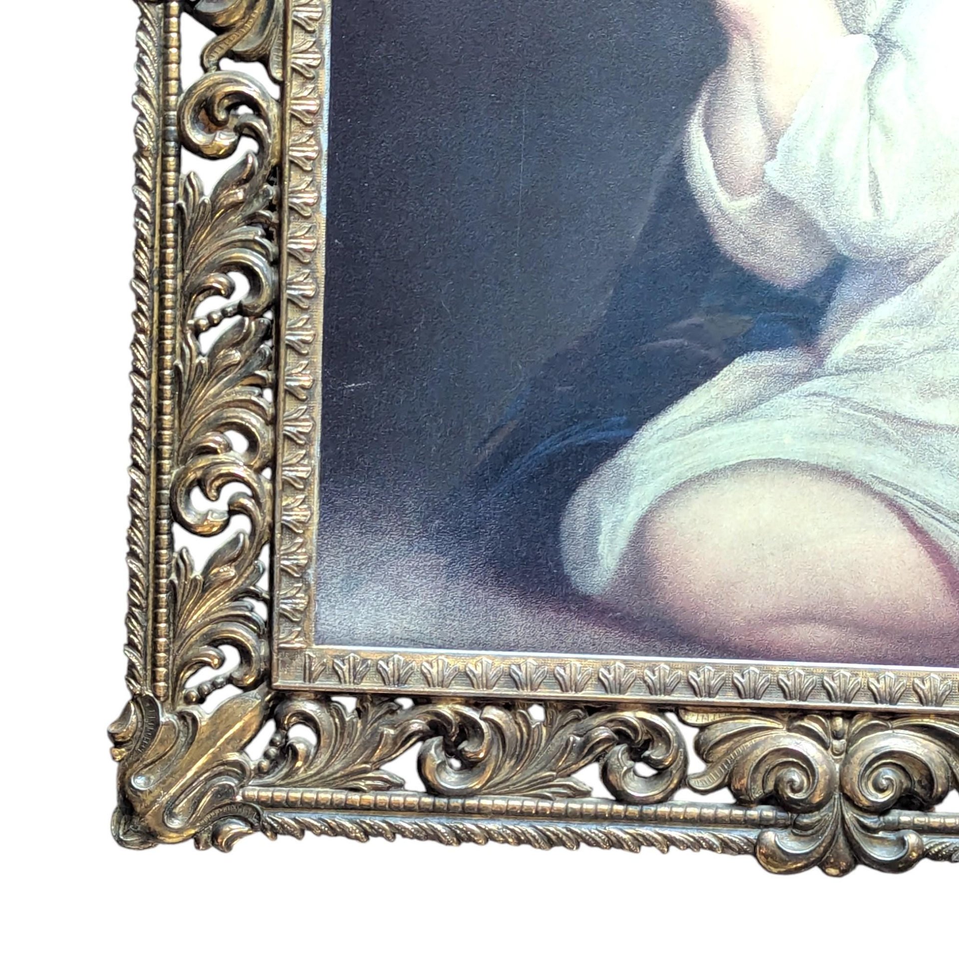 The Infant Samuel Framed Print by Reynolds, Vintage Ornate Metal Frame with Convex Bubble Glass, Religious Wall Art, Victorian Style Decor