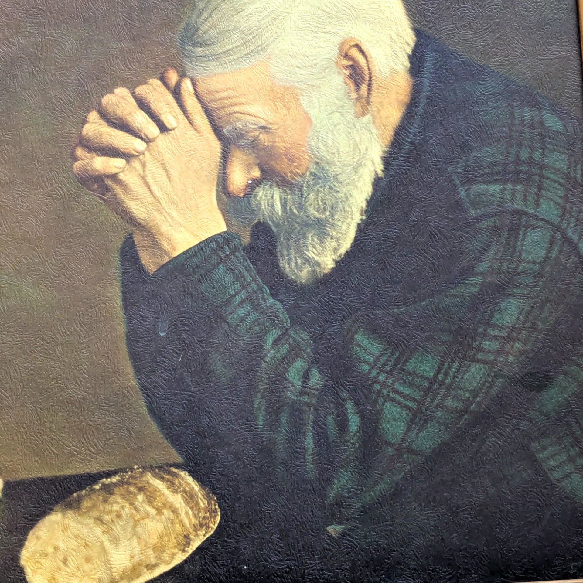 Grace by Enstrom Framed Print, Vintage Christian Wall Art, Iconic Man Praying Photograph, Religious Farmhouse Decor, Dining Room Wall Art