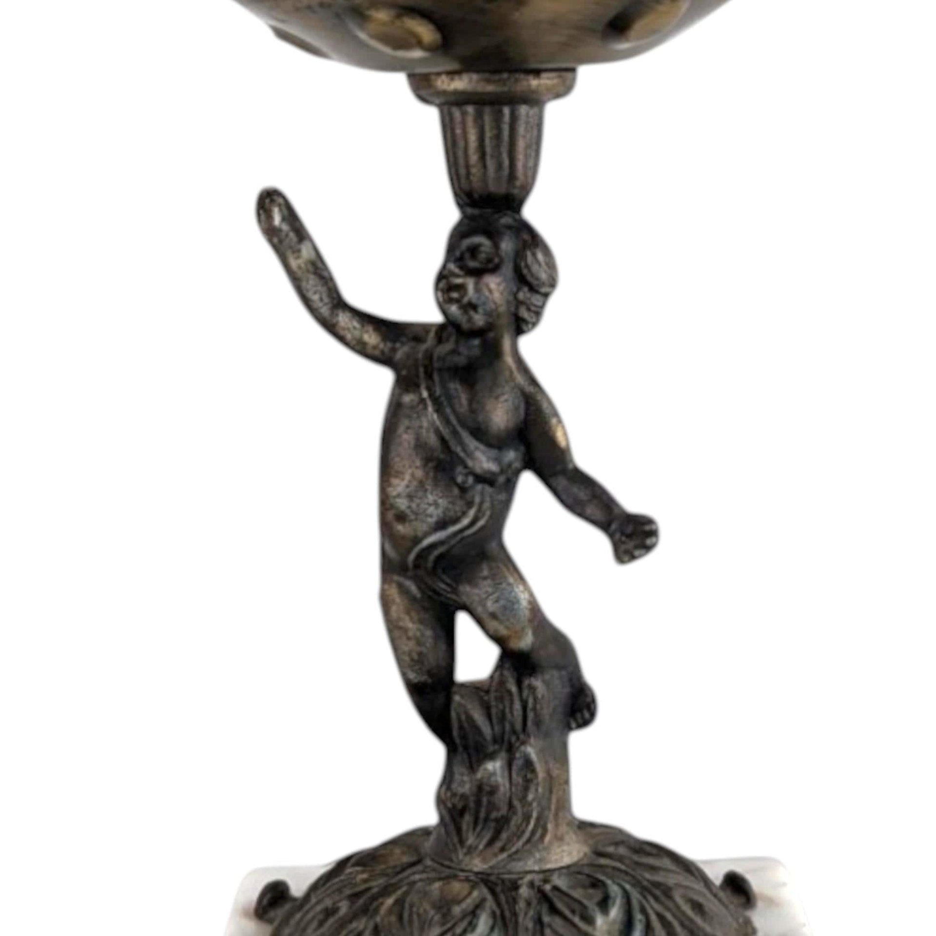 Vintage Bronze Cherub Candle Holder: Hollywood Regency Marble Base