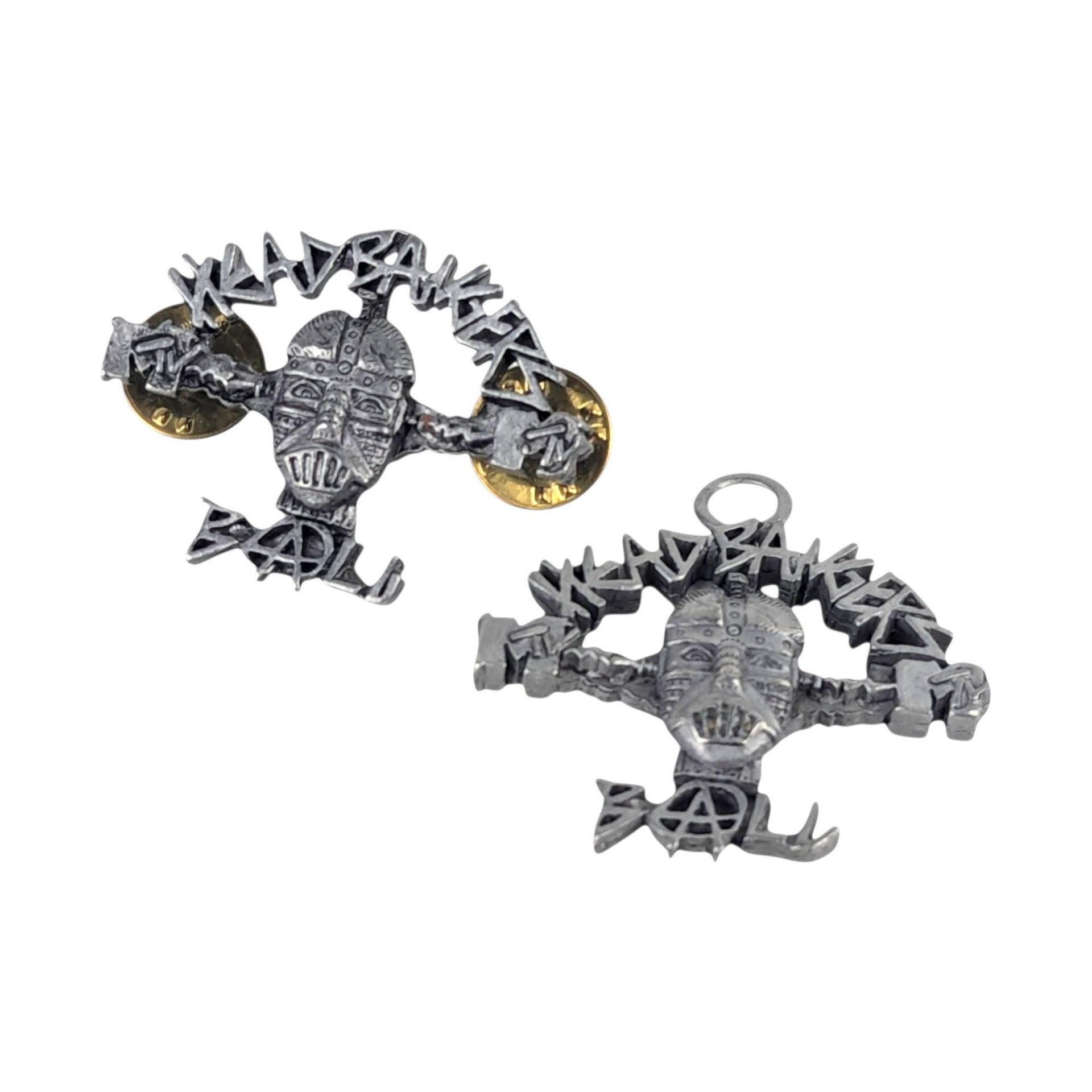 Vintage 1993 MTV Headbangers Ball Pewter Pendant & Pin Set - 90s Metal Memorabilia