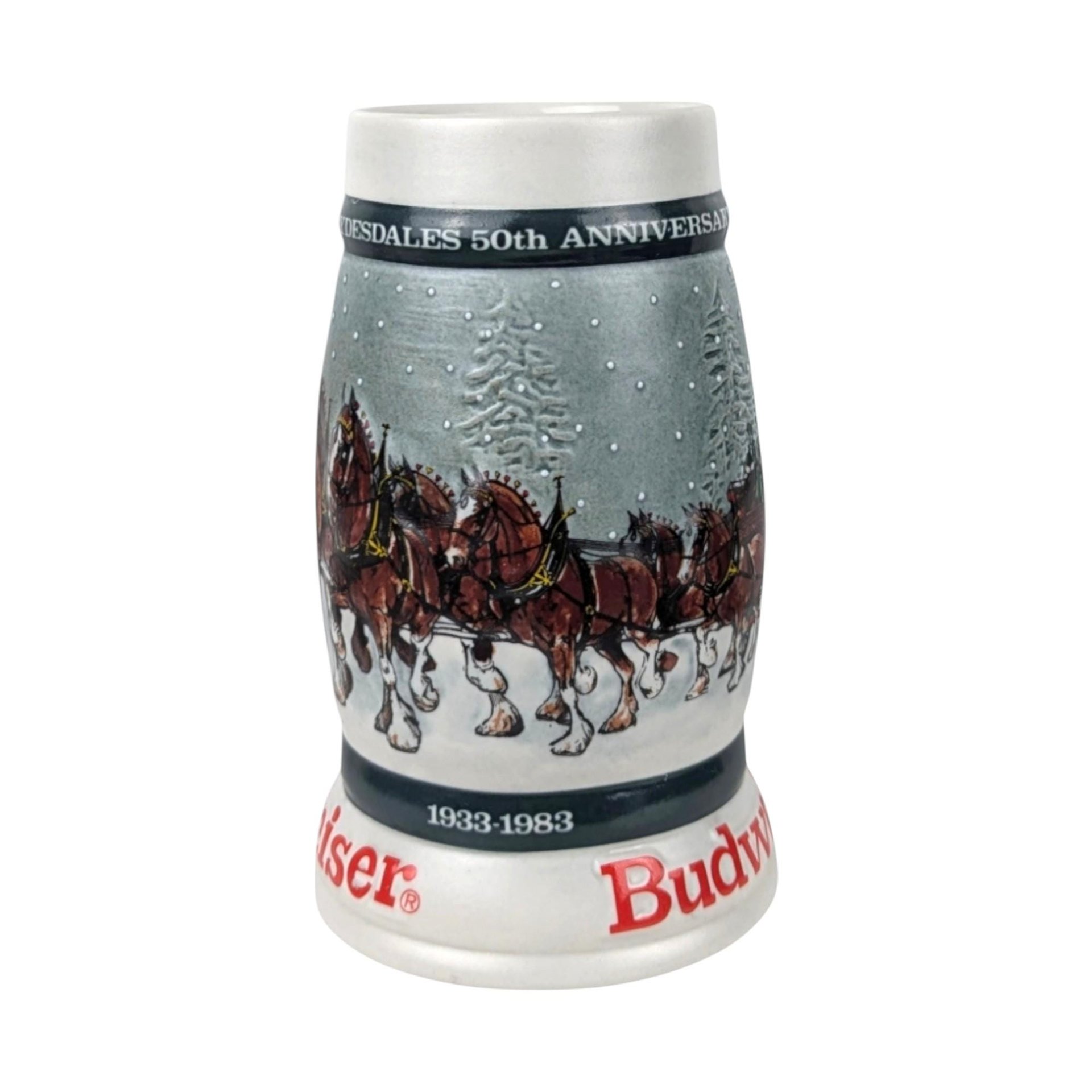 Vintage Budweiser Clydesdales 50th Anniversary Stein: Anheuser Busch Collectible