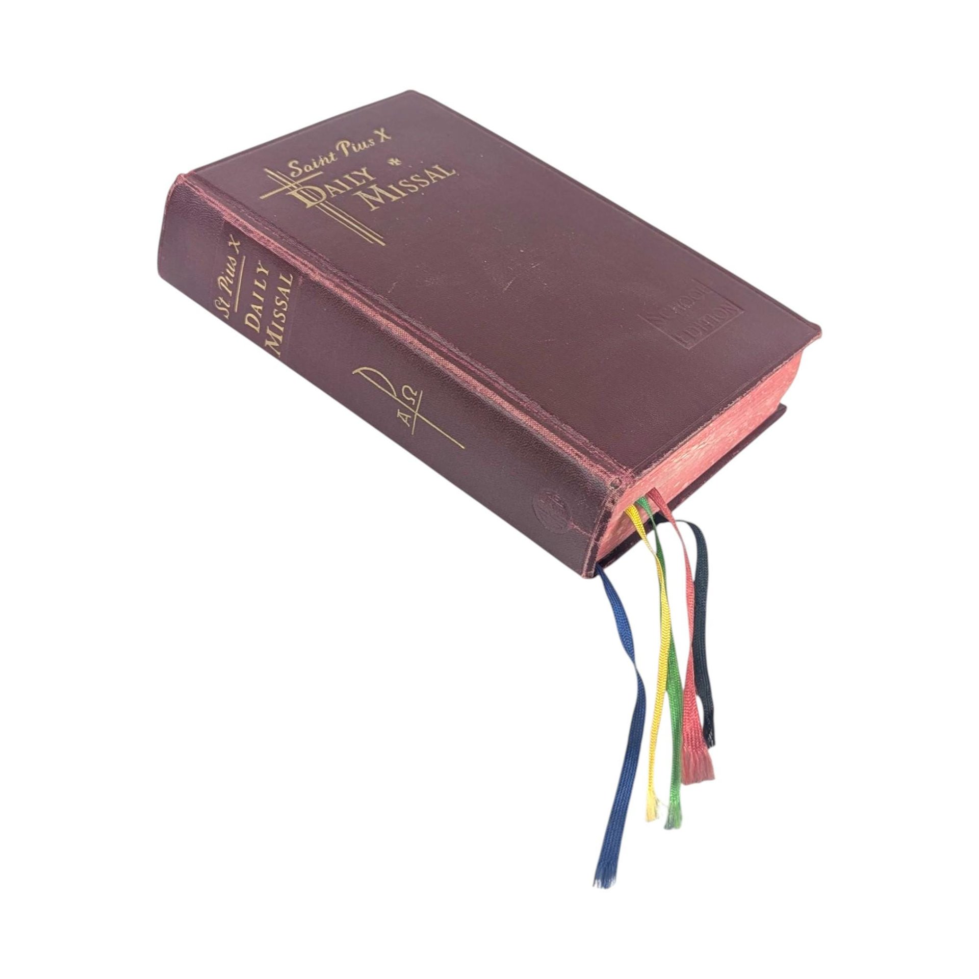 Vintage 1956 Saint Pius X Daily Missal, Traditional Latin Mass Catholic Prayer Book, Hardcover School Edition, Religious Gift