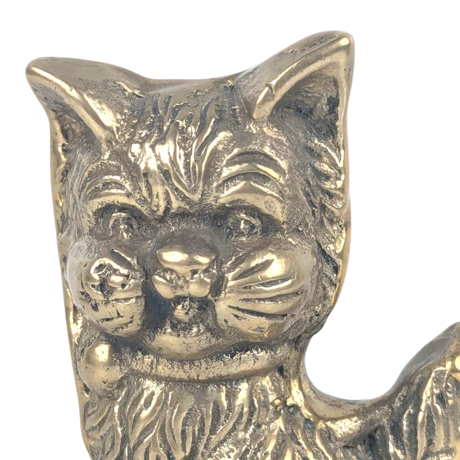 Vintage Brass Cat Figurine, Small Scruffy 'Ugly' Cat Statue, 2.5 Inch Metal Animal Figure, Cat Lover Gift, Bookshelf Paperweight