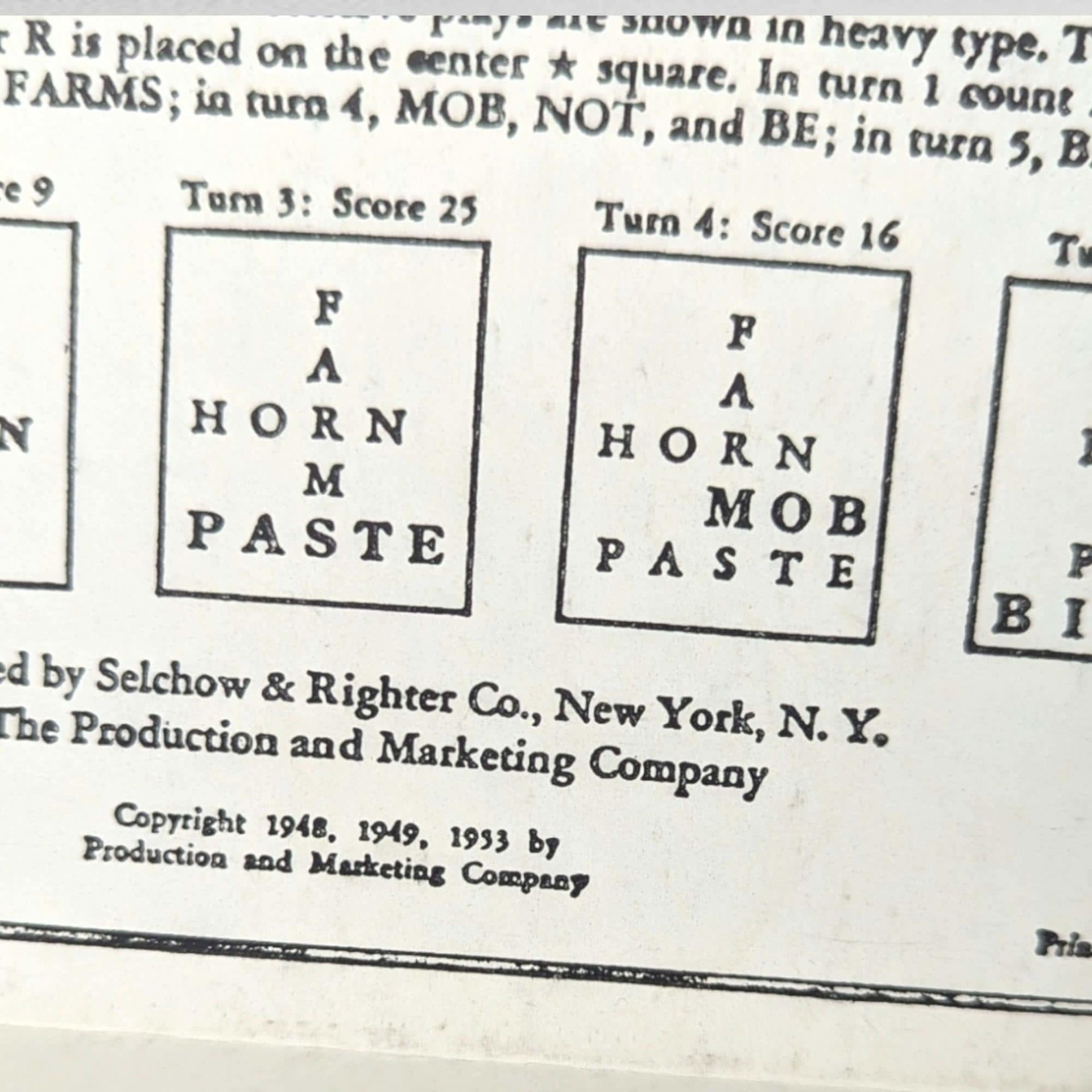Vintage 1953 Scrabble Game: Selchow & Righter, Missing 1 Tile, Instructions Inside Box