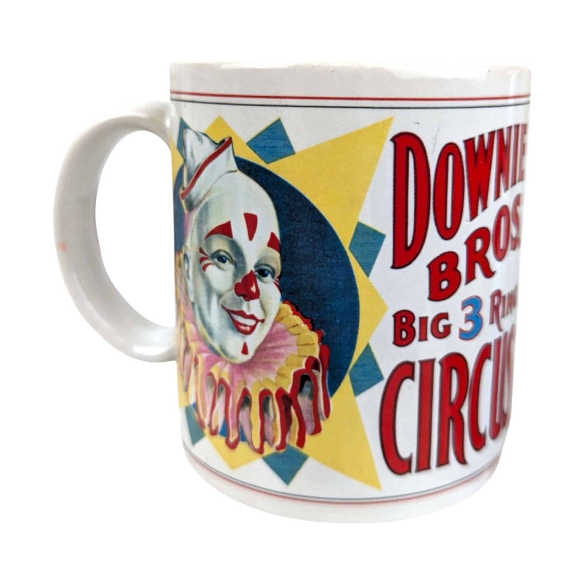 Vintage Flambro Ceramic Circus Poster Mugs - Set of 4, Retro Kitchen Decor