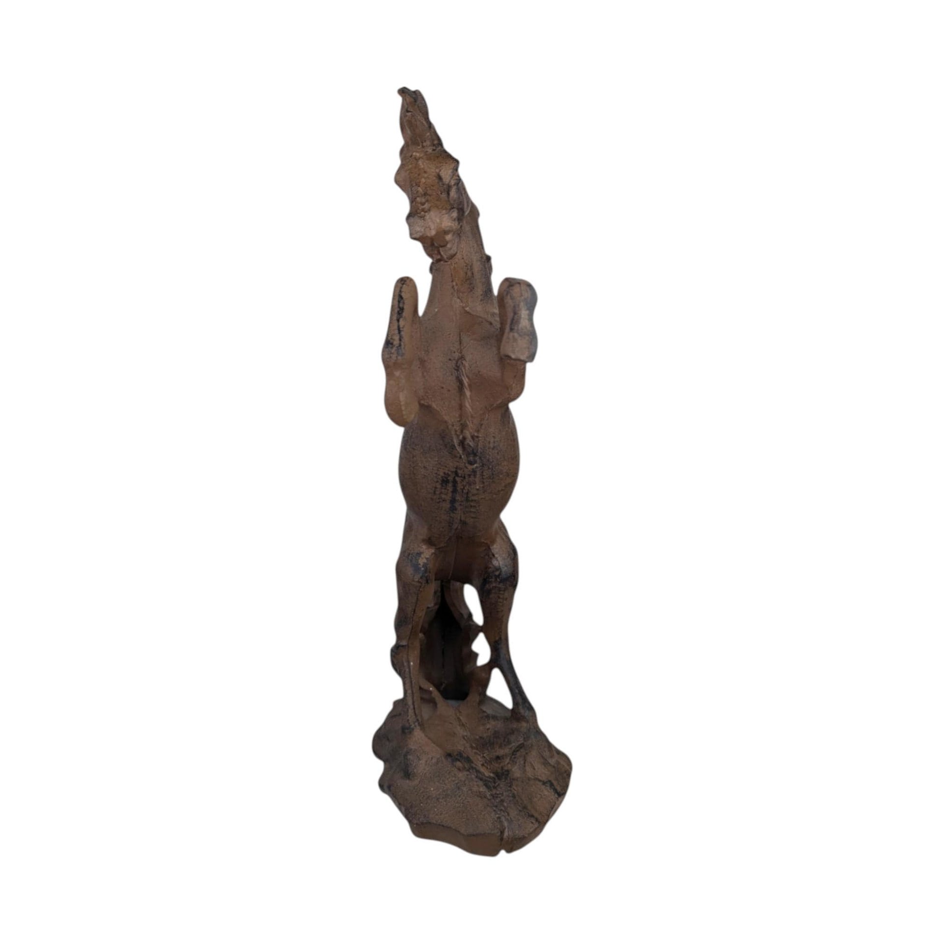 Vintage Cast Iron Rearing Horse Statue: Equestrian Farmhouse Decor