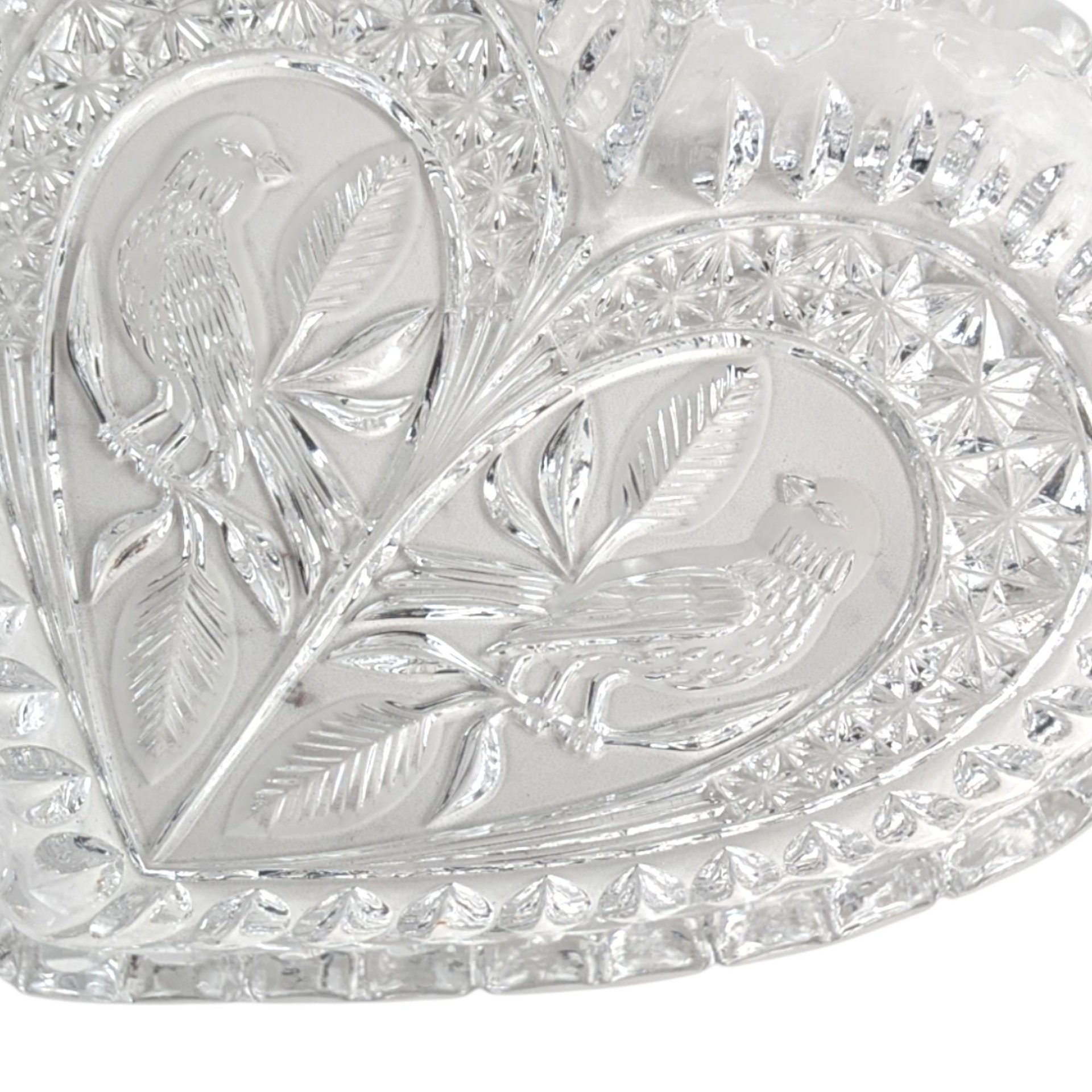 Vintage Hofbauer Byrdes Crystal Heart Dish: Lovebirds Design