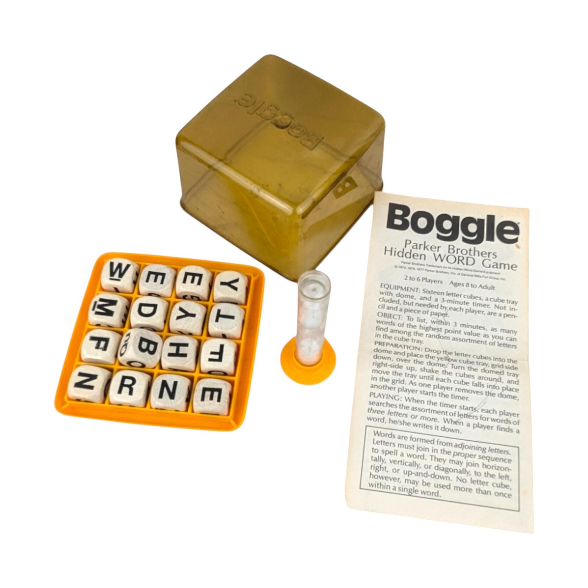 Vintage 1977 Boggle Game: Parker Brothers Word Game, Complete