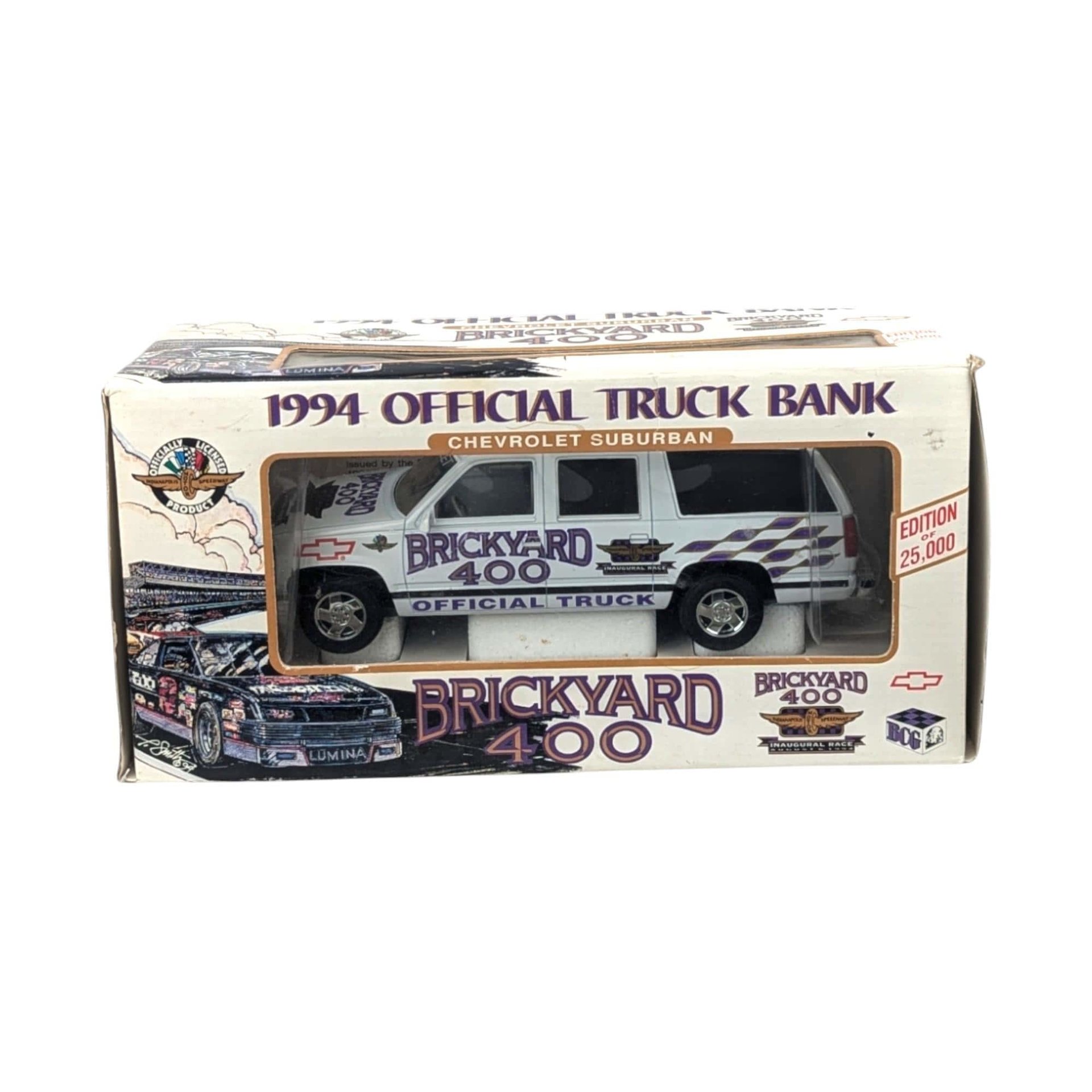 Vintage 1994 Chevrolet Suburban Truck Bank: Brookfield Brickyard 400 NASCAR Diecast