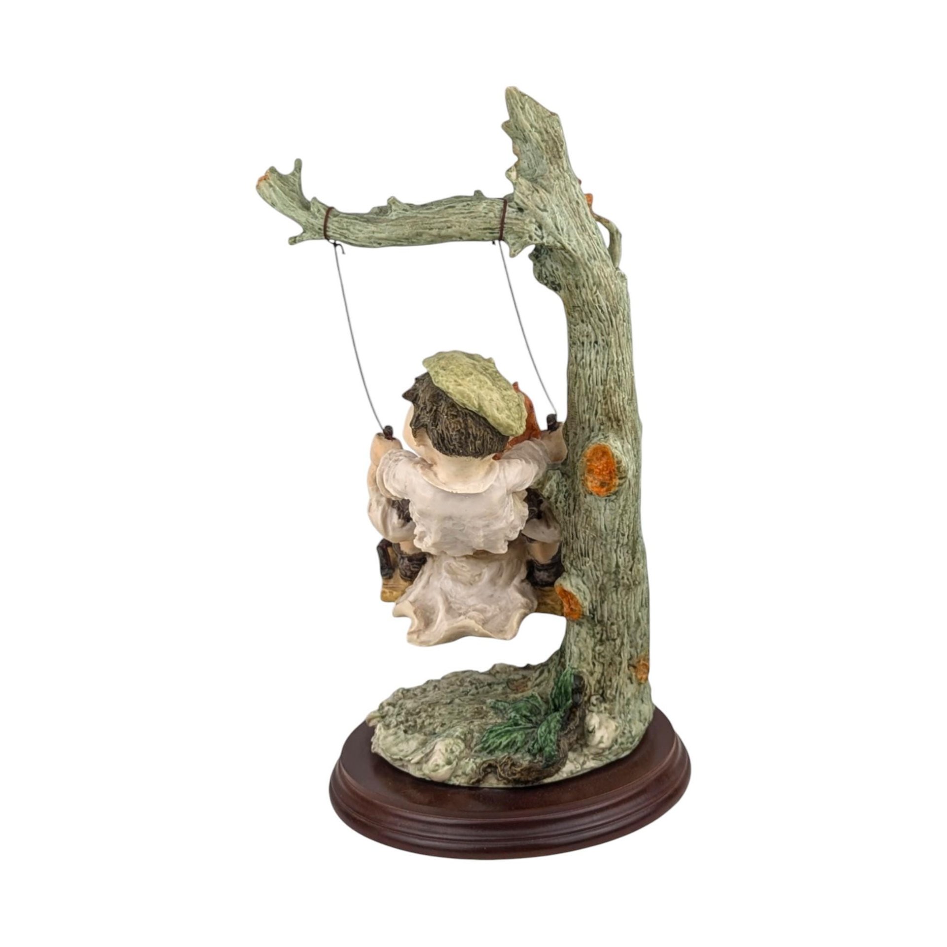 Vintage Children on Swing Figurine: Giuseppe Armani Gulliver's World 14" Resin Statue