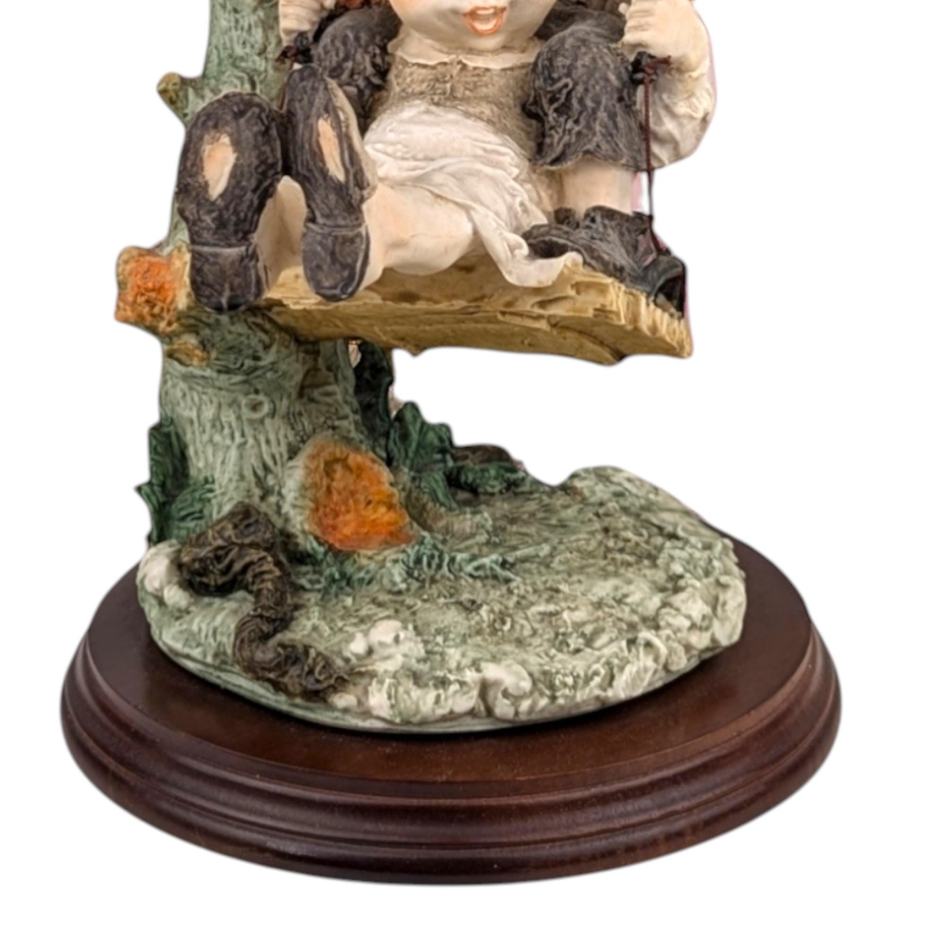 Vintage Children on Swing Figurine: Giuseppe Armani Gulliver's World 14" Resin Statue