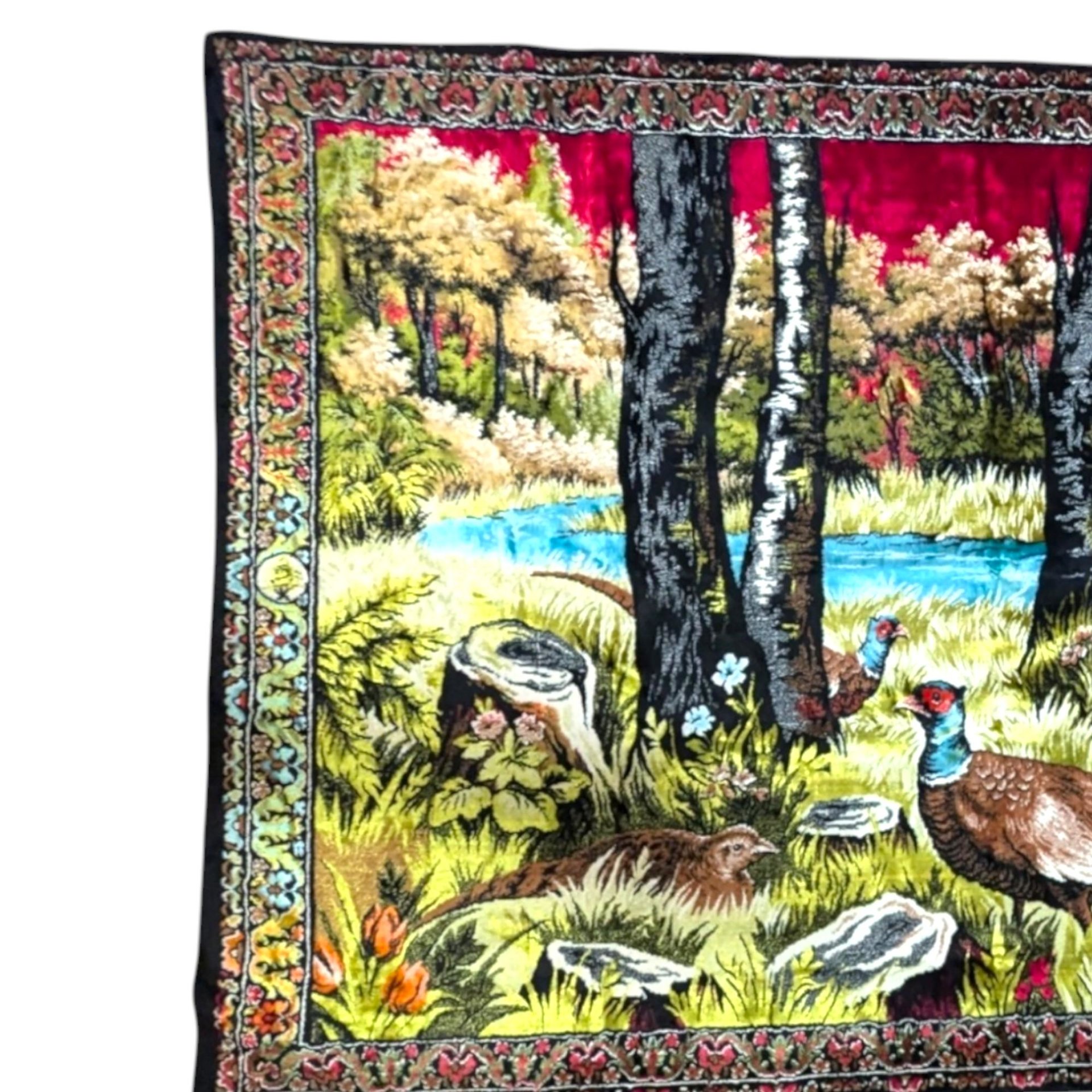 Vintage Pheasant Tapestry Wall Hanging: Bohemian Woodland Scene, Large Wall Art