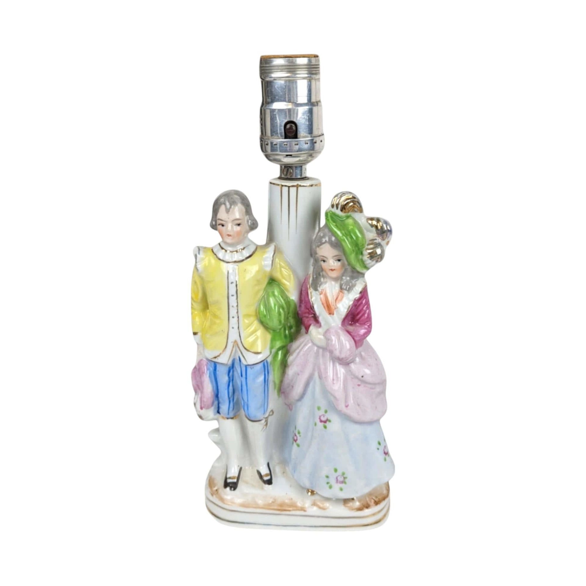 Vintage Ceramic Couple Lamp: Romantic Mid-Century Table Lamp
