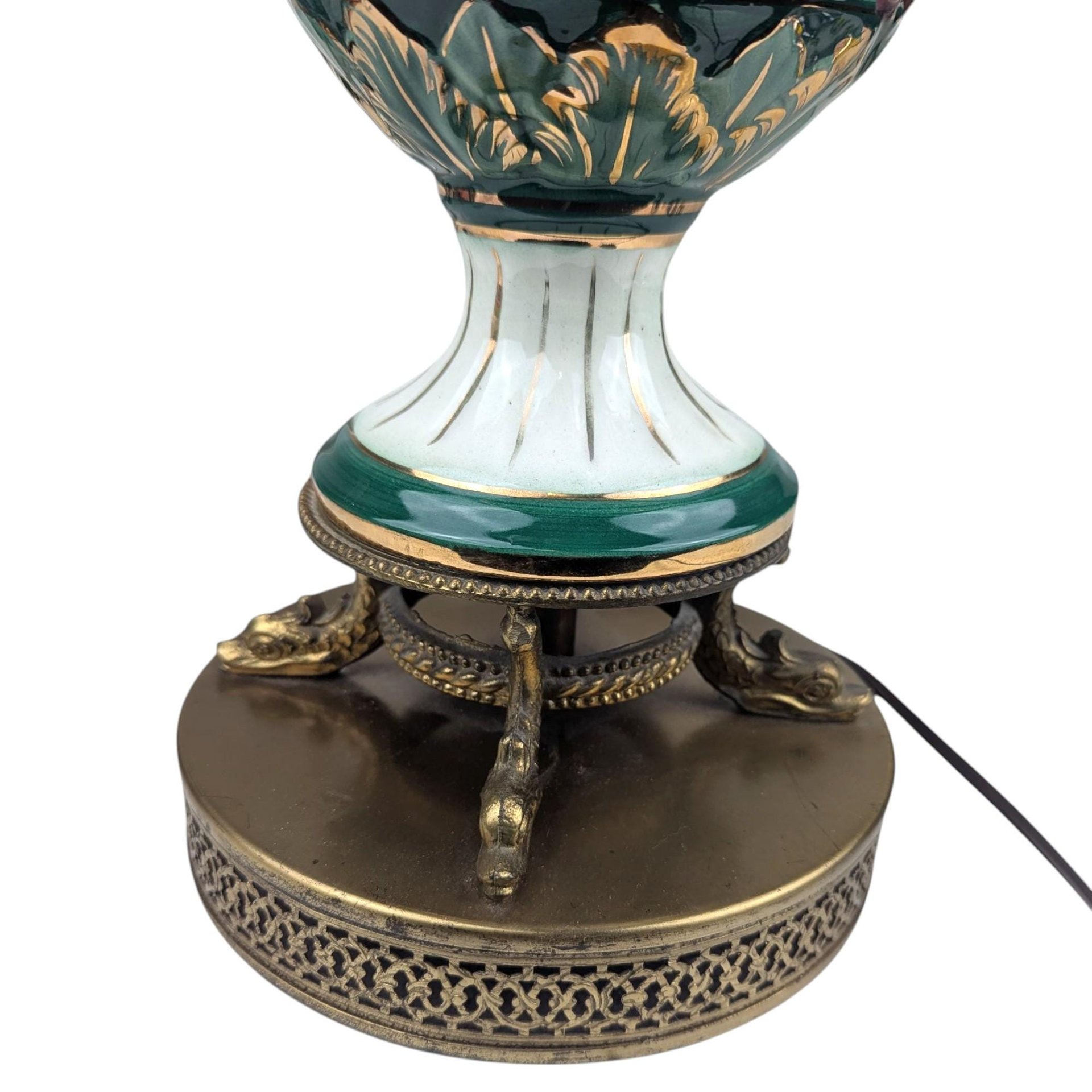 Large Vintage Italian Ceramic Cherub Lamp, Ornate Hollywood Regency Table Lamp, Grandmillennial Decor, Capodimonte Style Accent Lighting