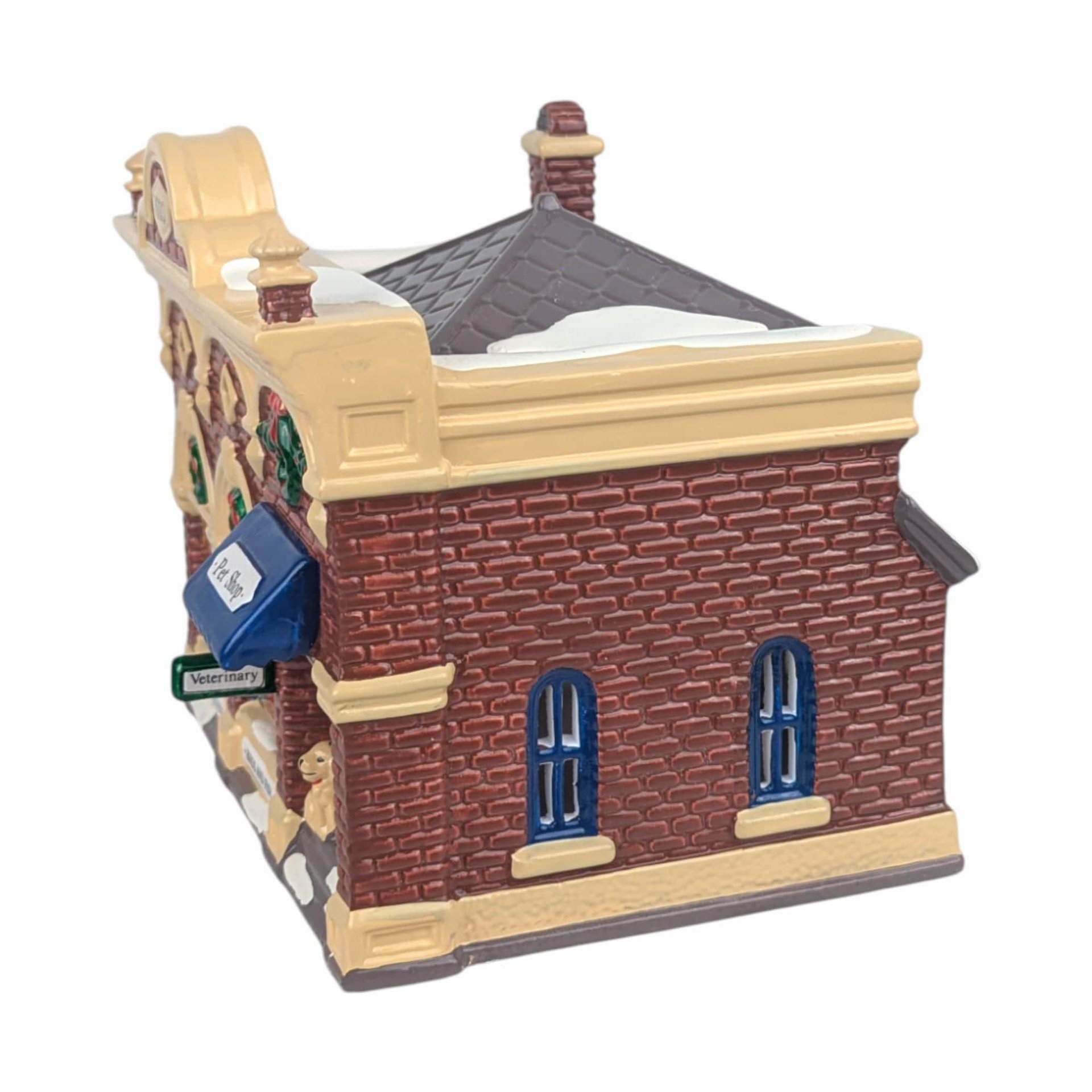 Vintage 1992 Dept 56 Village Vet and Pet Shop, Snow Village Christmas Building with Light, Holiday Decor Gift for Animal Lover