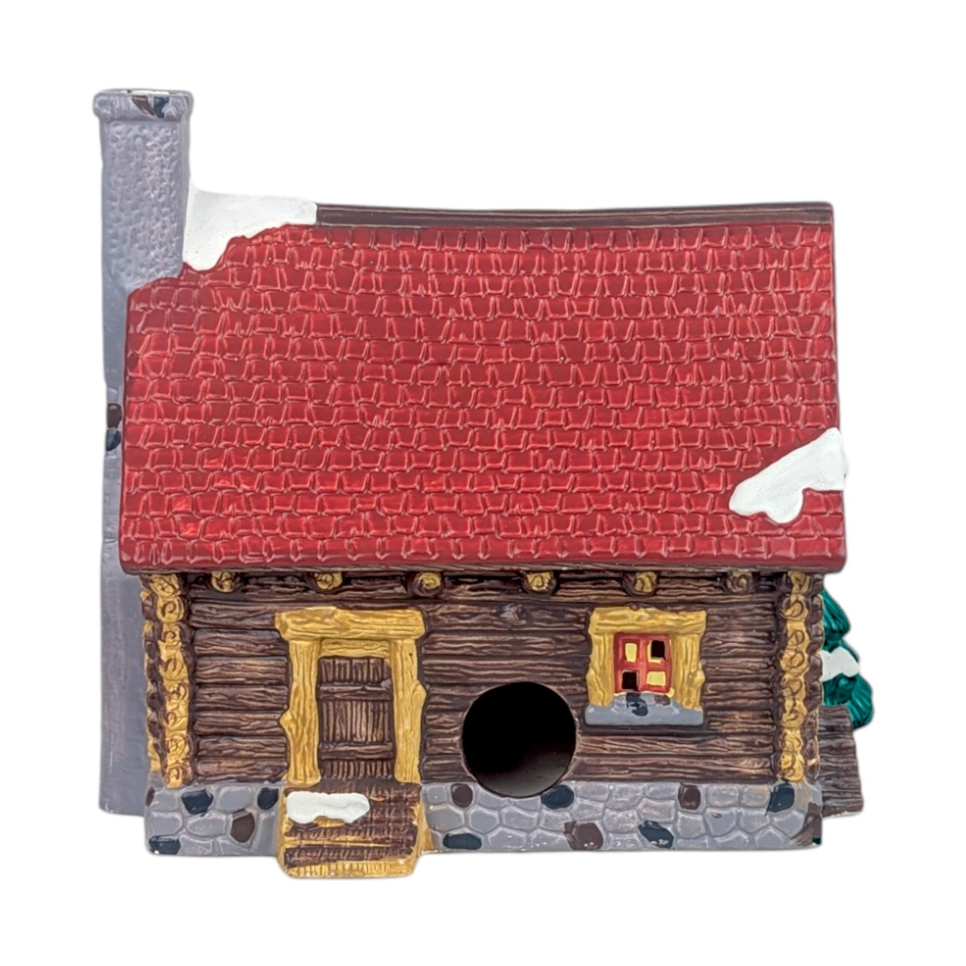 Vintage 1989 Dept 56 Pinewood Log Cabin, Snow Village Lighted Christmas Building, Rustic Winter Lodge Holiday Decor