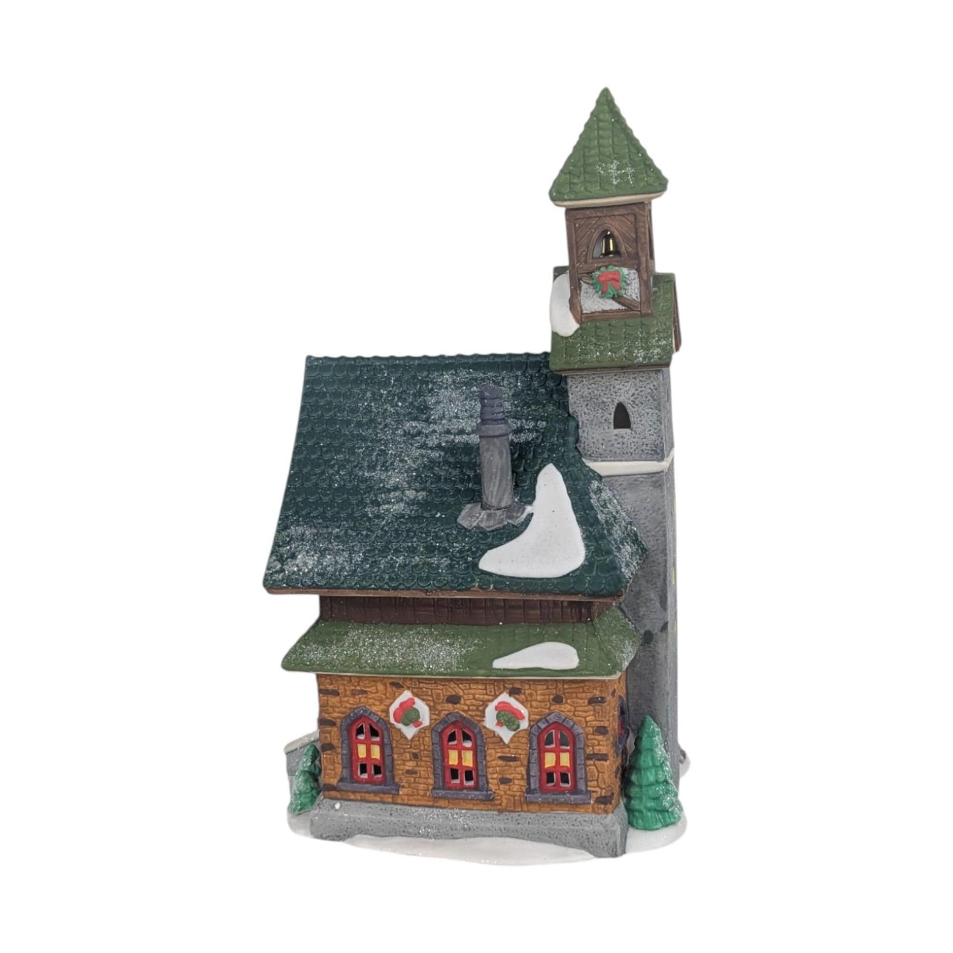 Vintage 1993 Dept 56 North Pole Chapel, North Pole Series Lighted Christmas Village Building, Holiday Church Decor