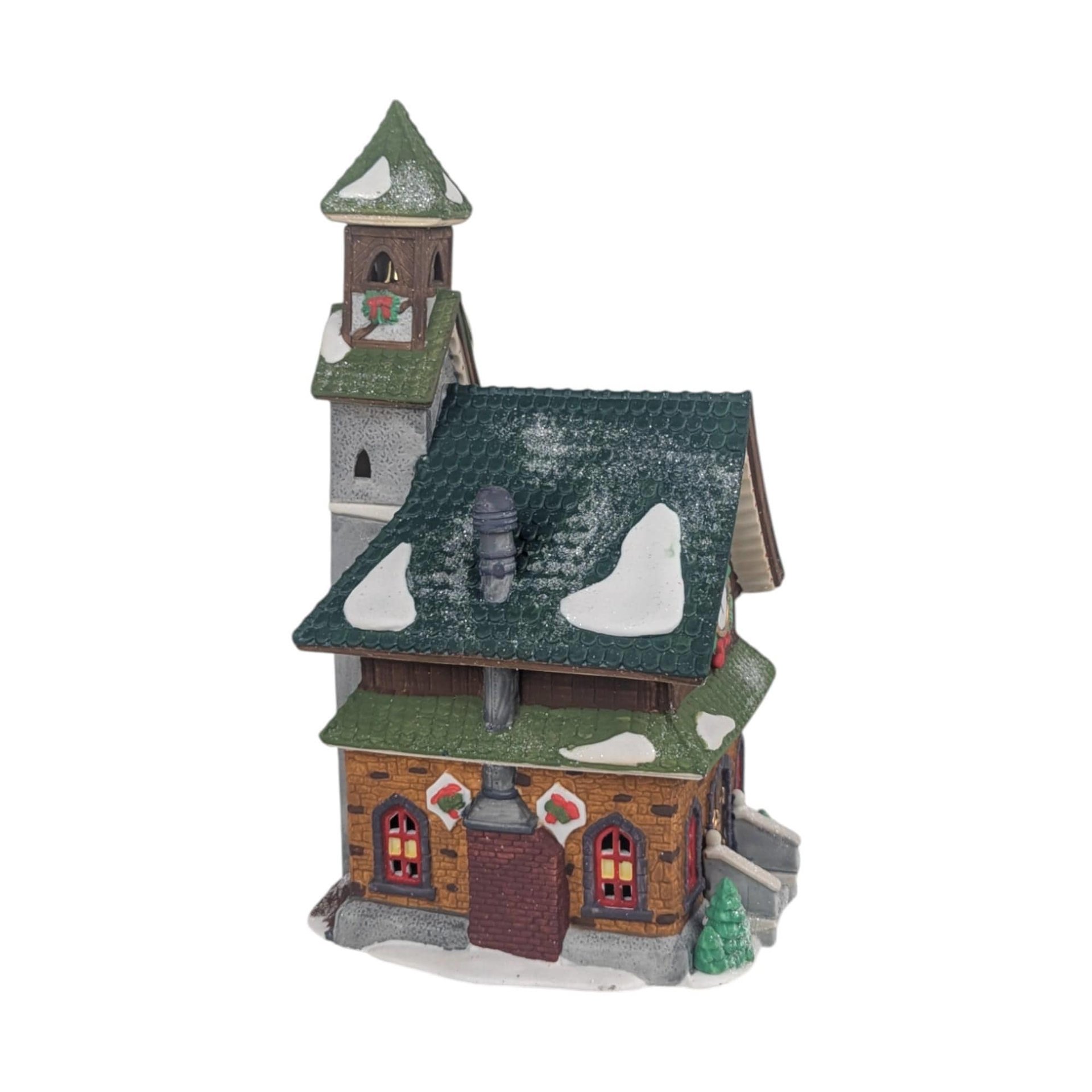 Vintage 1993 Dept 56 North Pole Chapel, North Pole Series Lighted Christmas Village Building, Holiday Church Decor