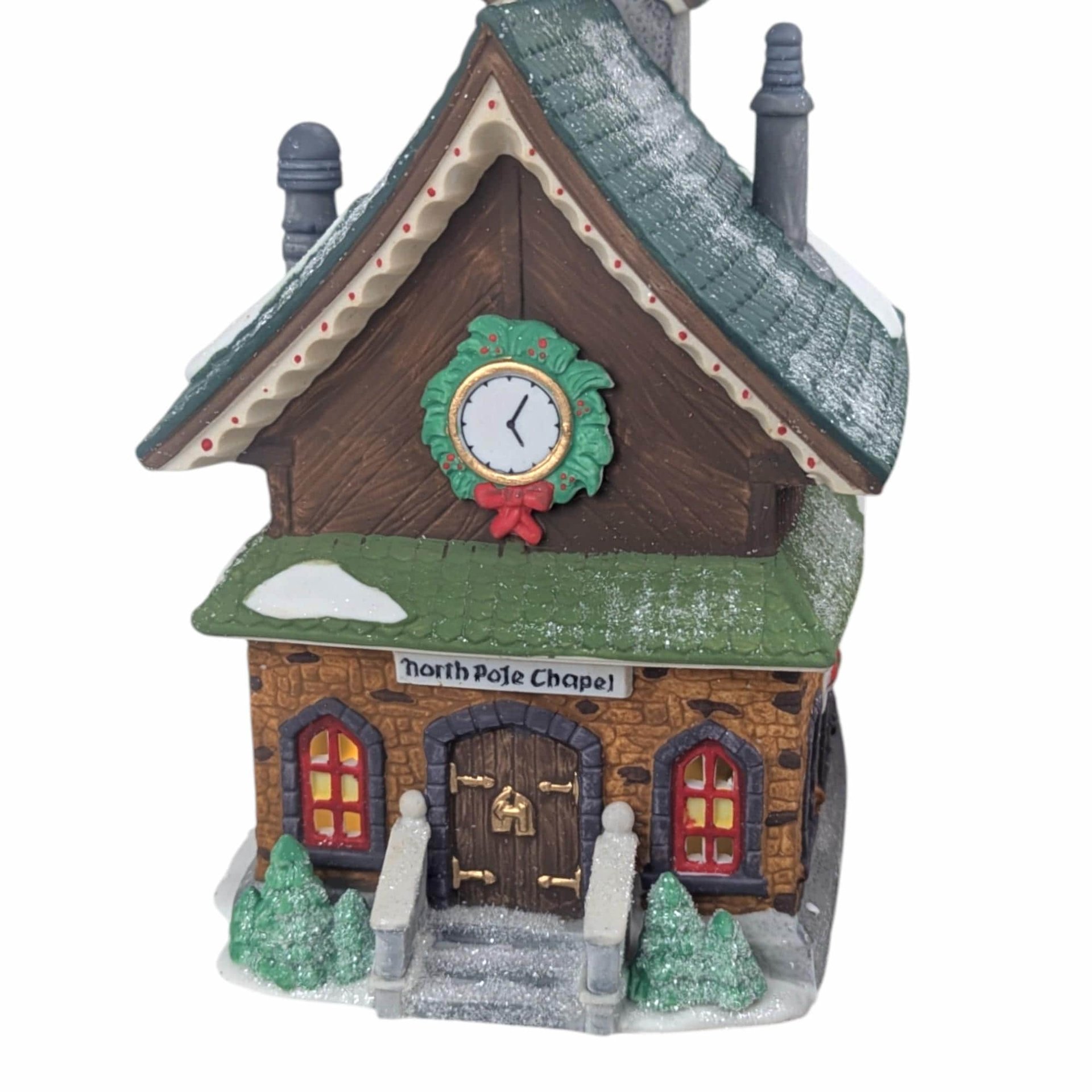 Vintage 1993 Dept 56 North Pole Chapel, North Pole Series Lighted Christmas Village Building, Holiday Church Decor