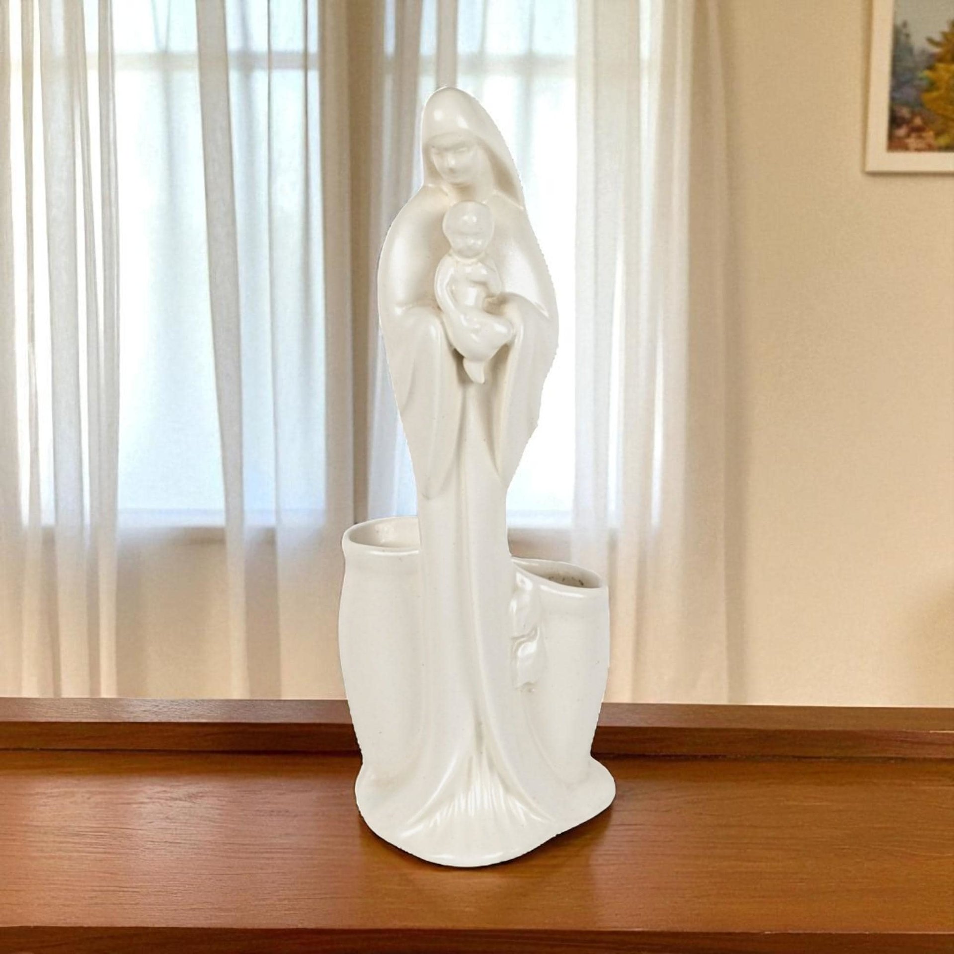 Vintage Haeger Madonna and Child Planter: Mid-Century Religious Art Pottery