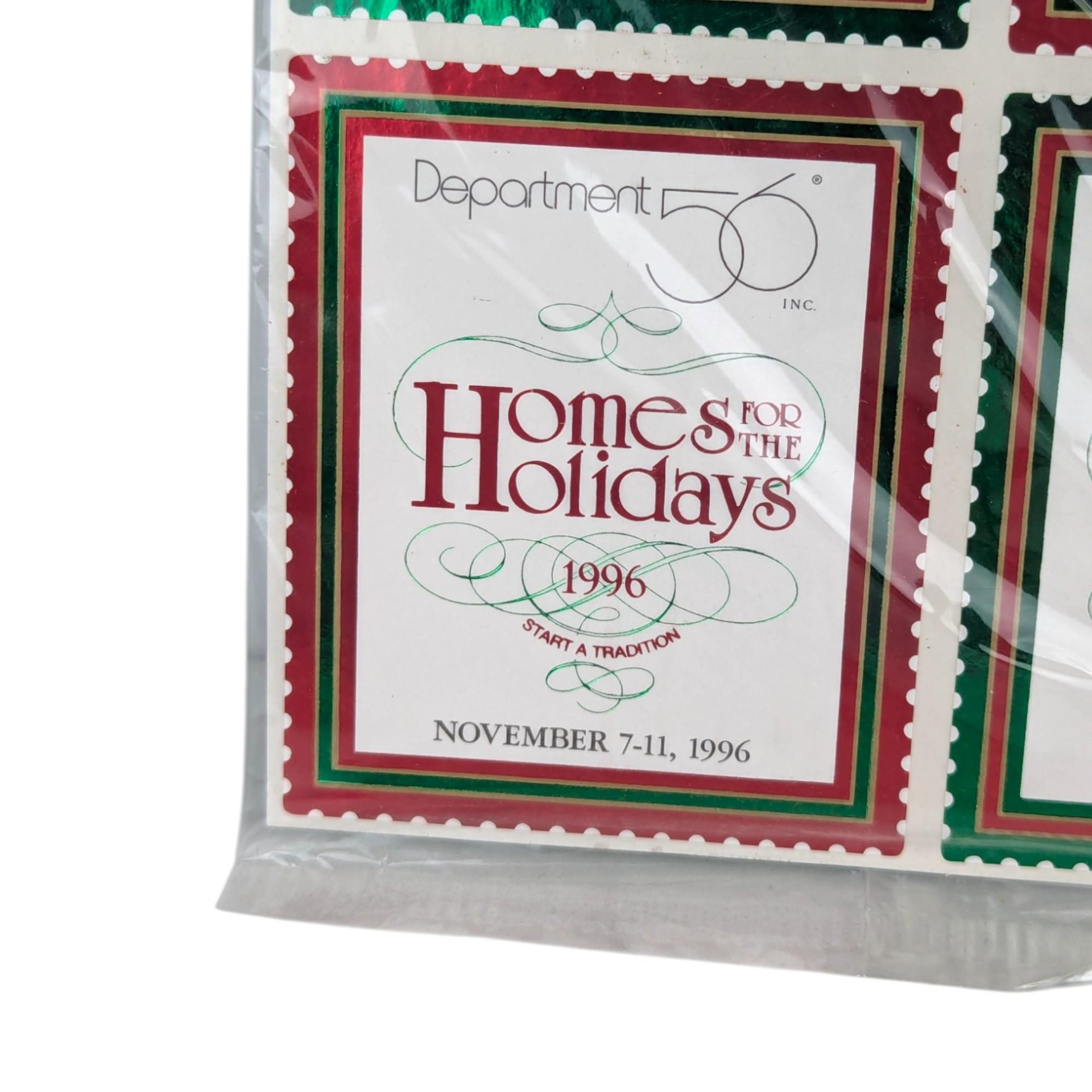 Vintage 1996 Dept 56 Homes for the Holidays Stamps, Set of 4 NOS Commemorative D56 Event Souvenirs, Christmas Ephemera