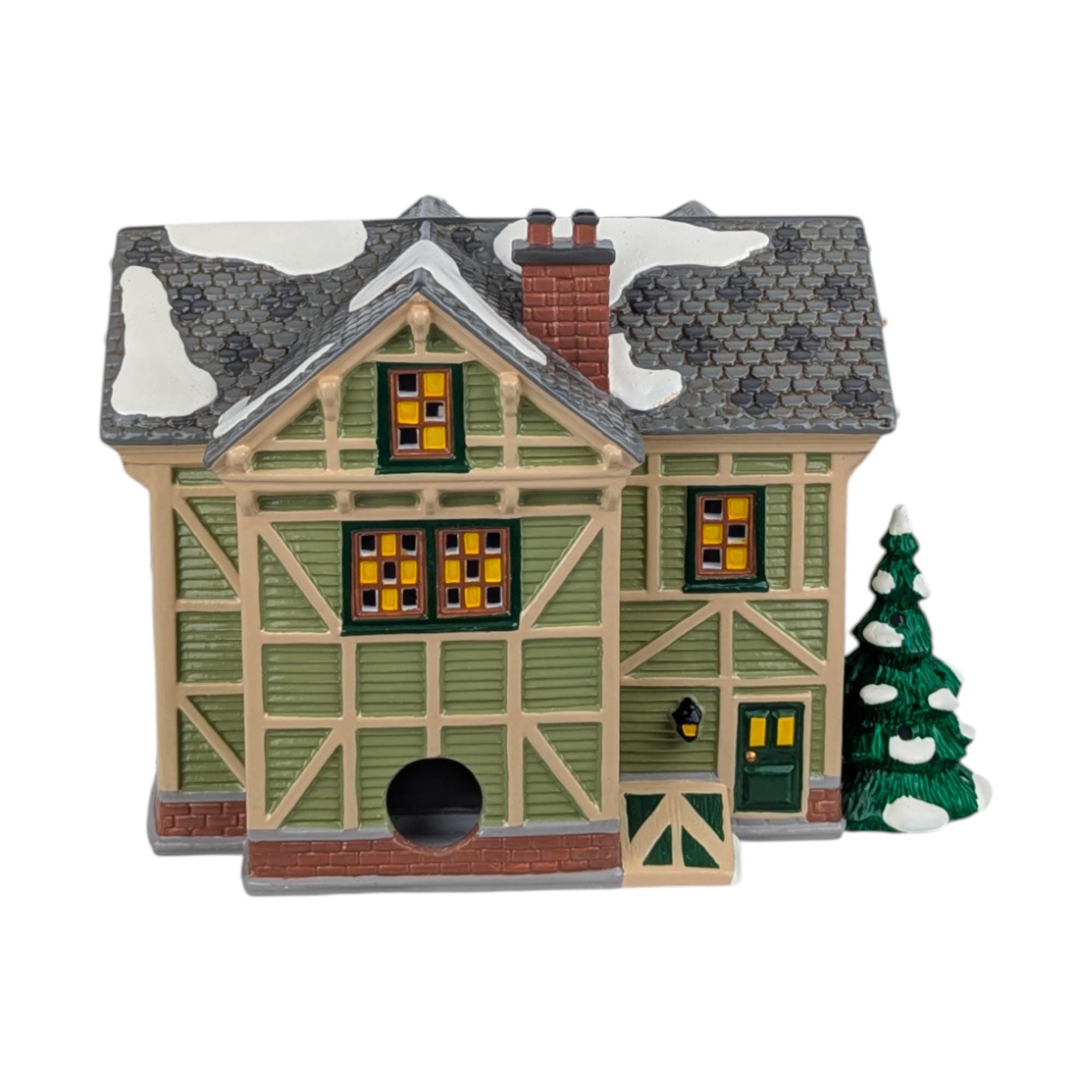 Vintage 1998 Dept 56 Stick Style House, Snow Village Lighted Christmas Building with Box, Victorian Holiday Mantle Decor