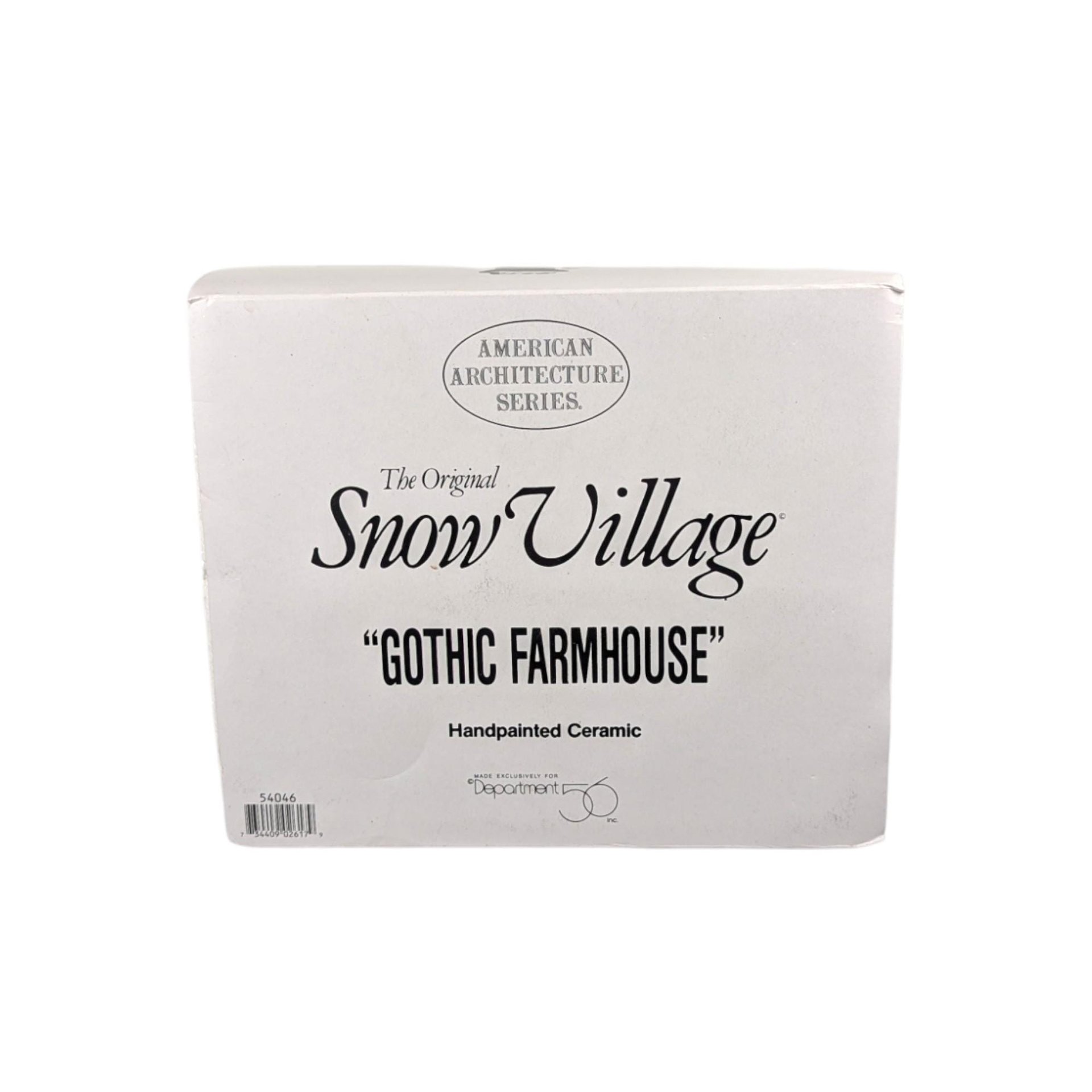 Vintage 1991 Dept 56 Gothic Farmhouse, Snow Village Lighted Christmas House with Box, American Gothic Holiday Building