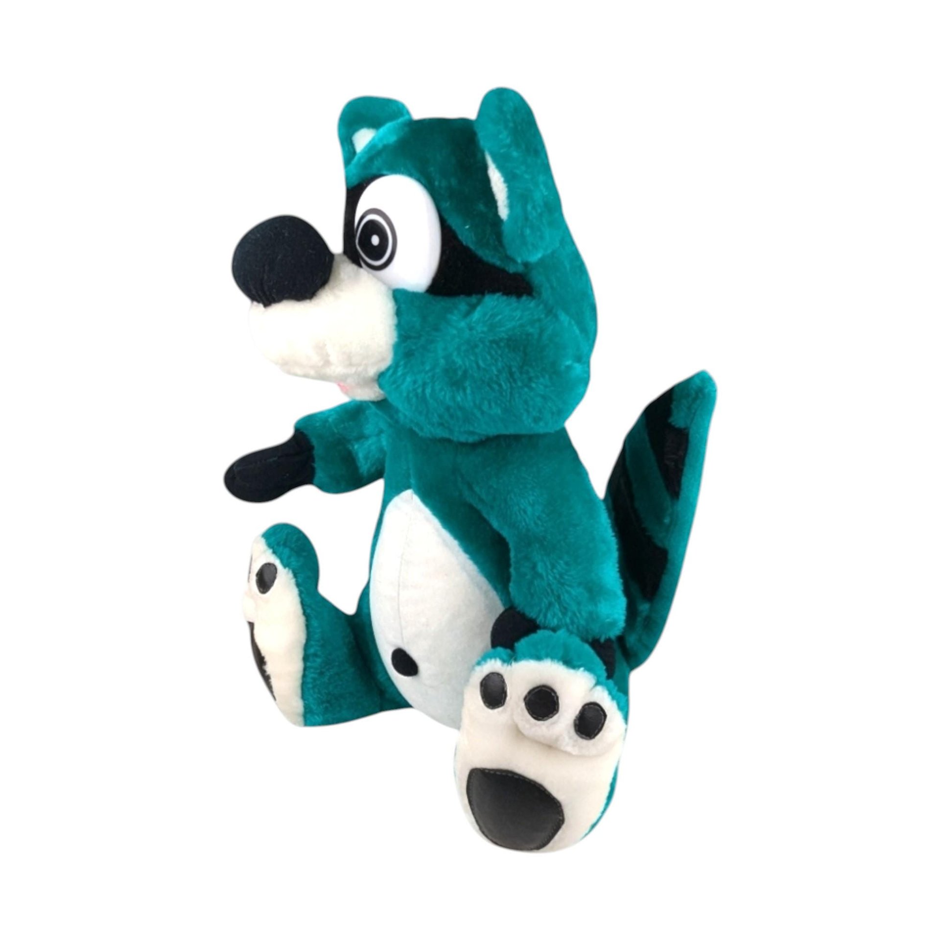 Vintage Nanco Bandit Green Raccoon Plush: Collectible Retro Toy