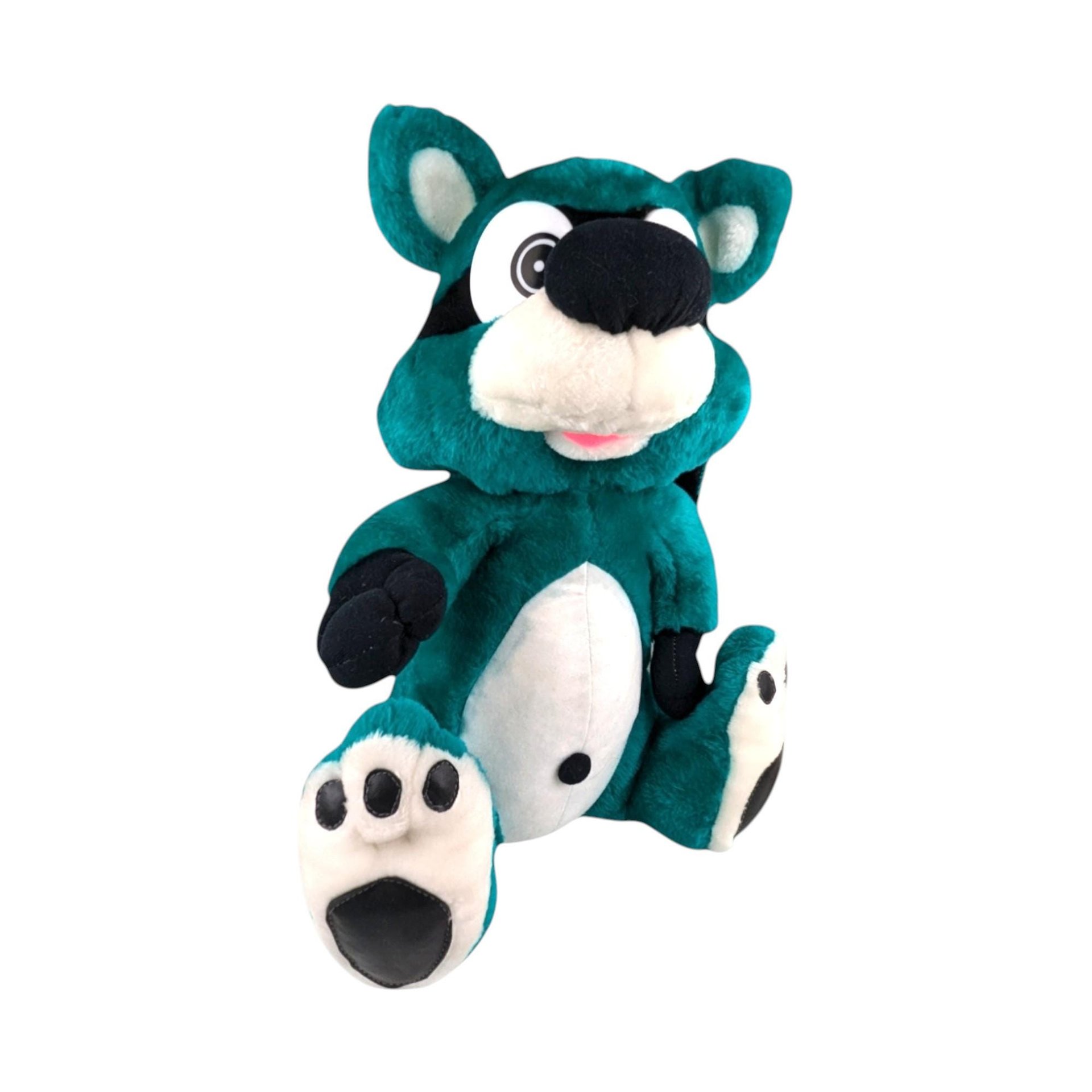 Vintage Nanco Bandit Green Raccoon Plush: Collectible Retro Toy