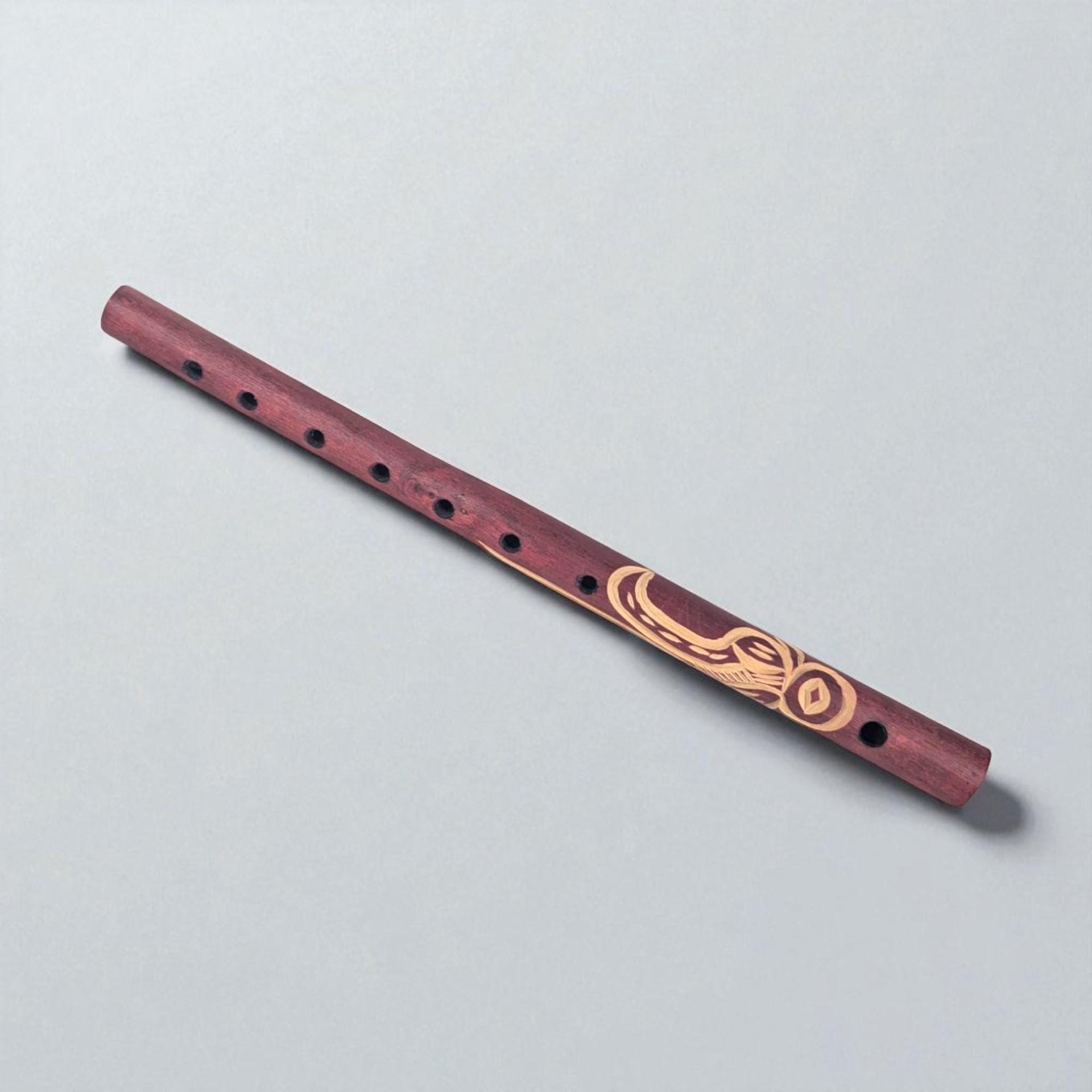 Vintage Hand Carved Andean Quena Flute: Peruvian Folk Art Musical Instrument