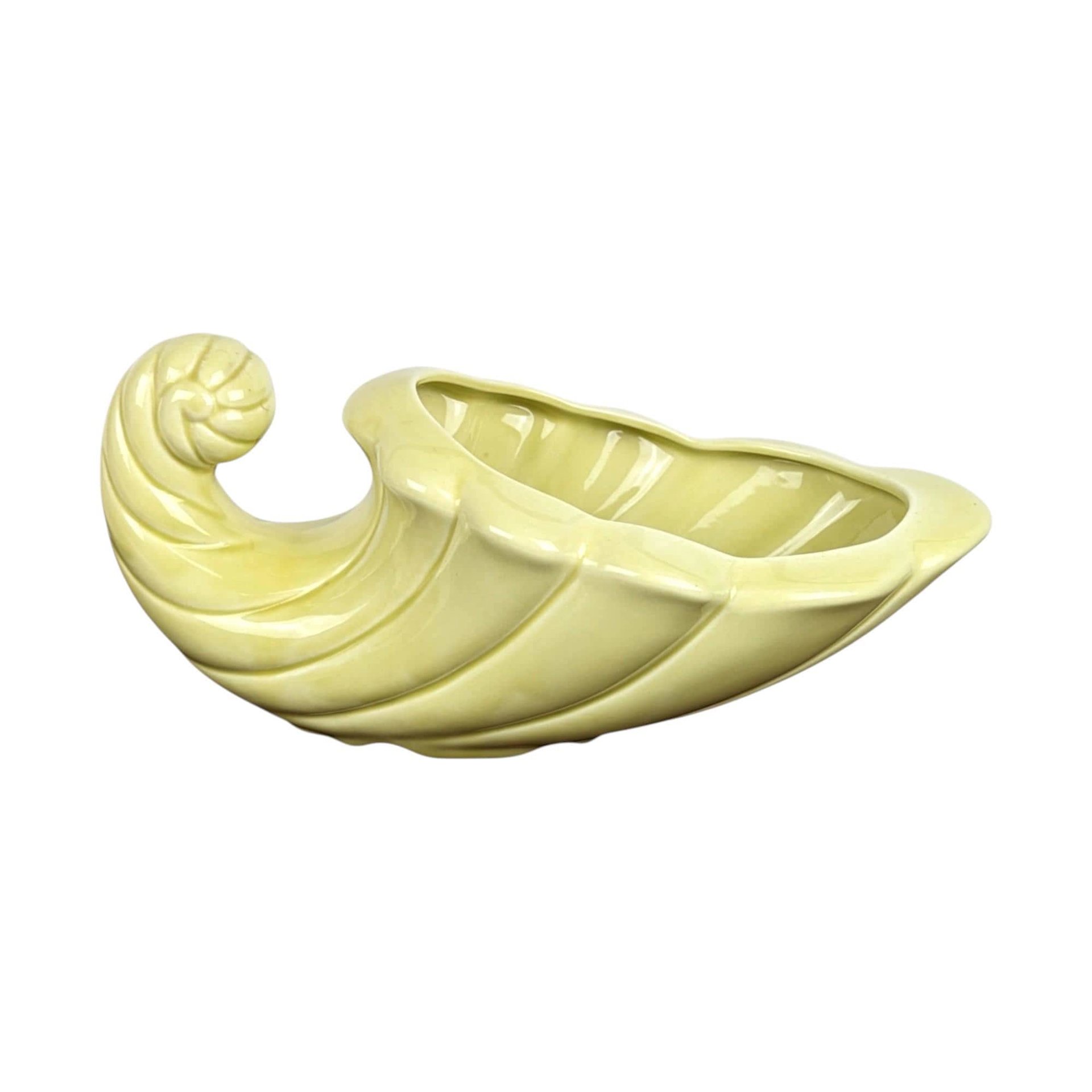 Vintage Yellow Ceramic Cornucopia Planter: Retro Home Decor