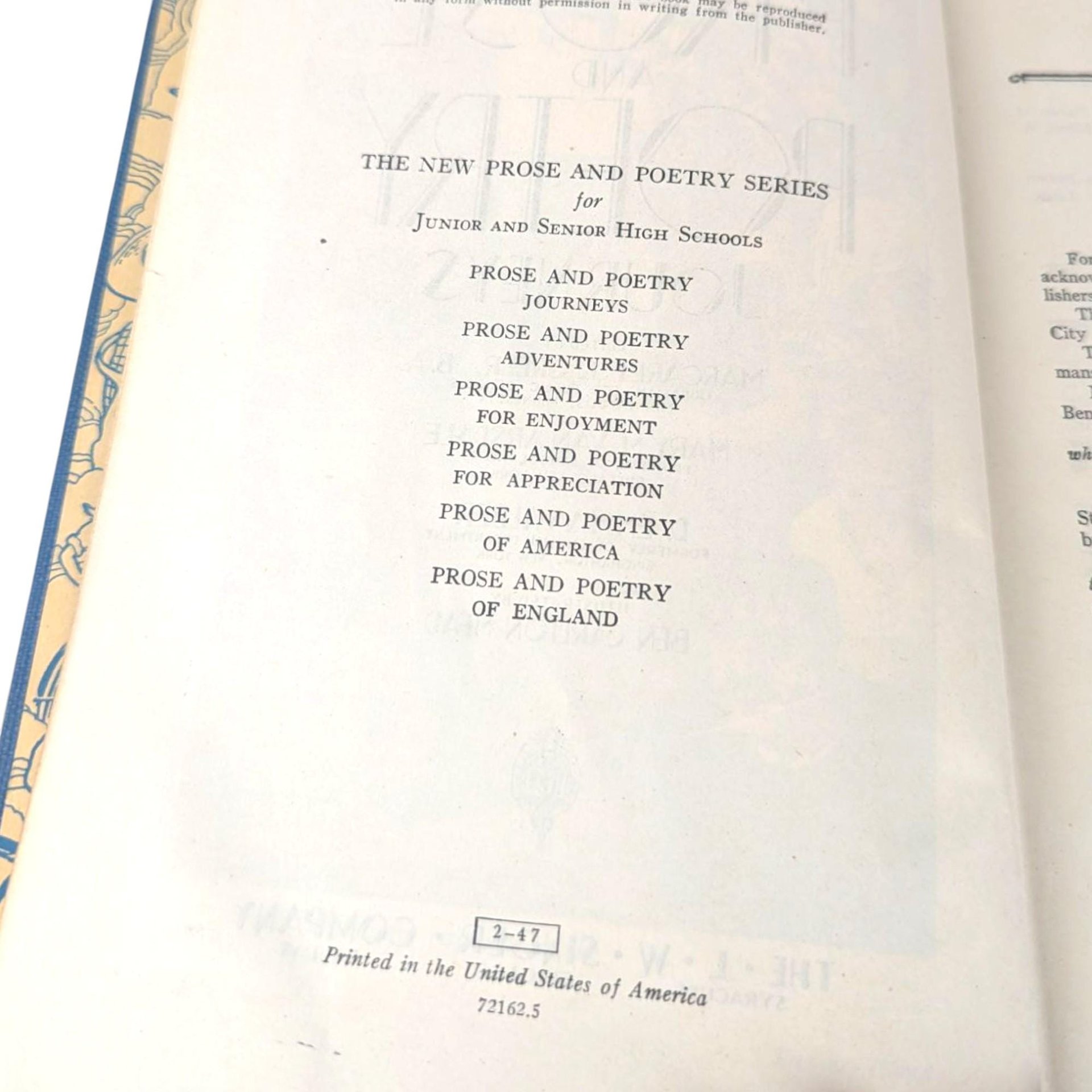 1939 Prose and Poetry Journeys: Vintage Literature Anthology, Pre-War Era