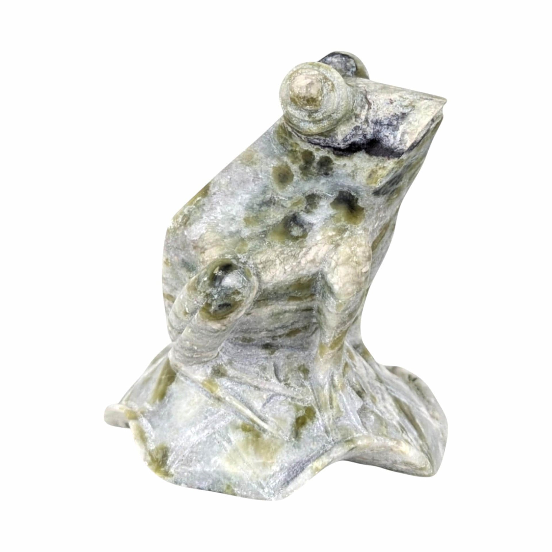 Vintage Hand-Carved Jade Frog Figurine: Chinese Feng Shui Decor