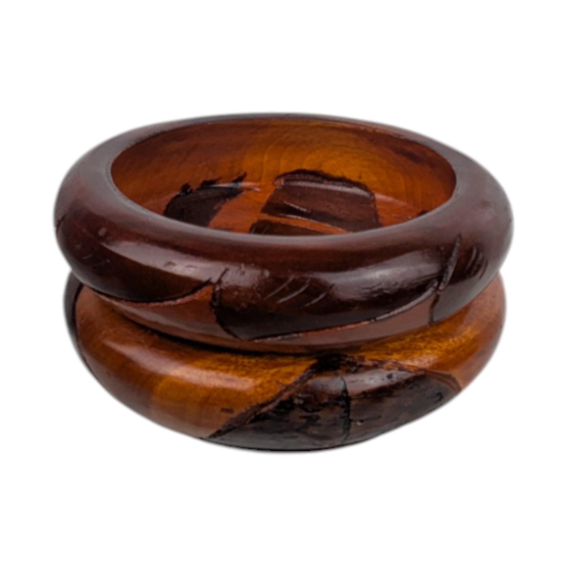 Vintage Hand Carved Wood Bowls: Pair of Decorative Wooden Dishes with Fish Motifs