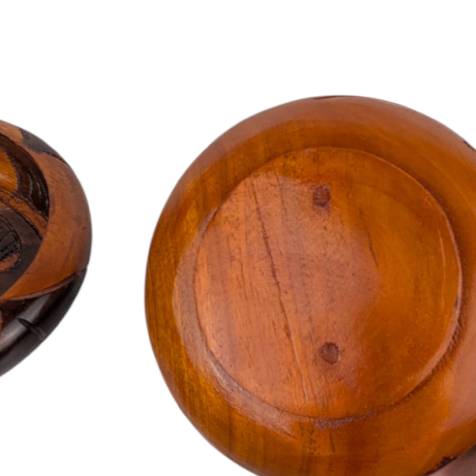 Vintage Hand Carved Wood Bowls: Pair of Decorative Wooden Dishes with Fish Motifs
