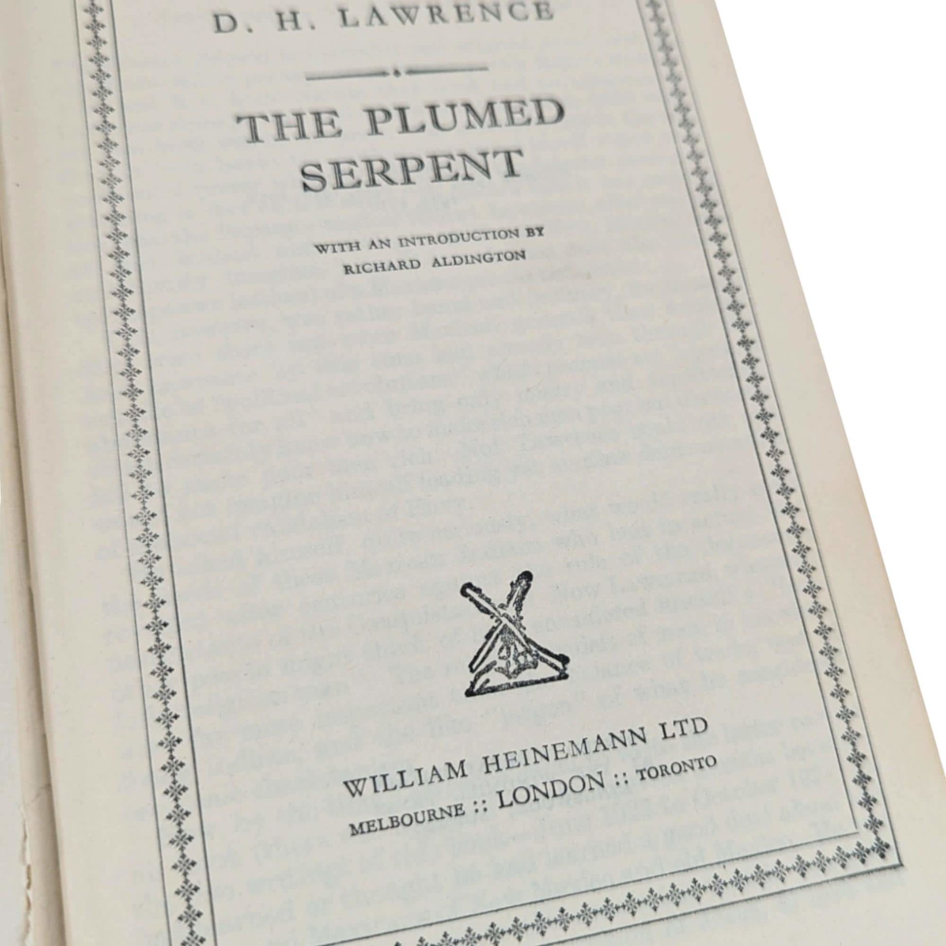 1950 The Plumed Serpent Hardcover: D.H. Lawrence Vintage Novel