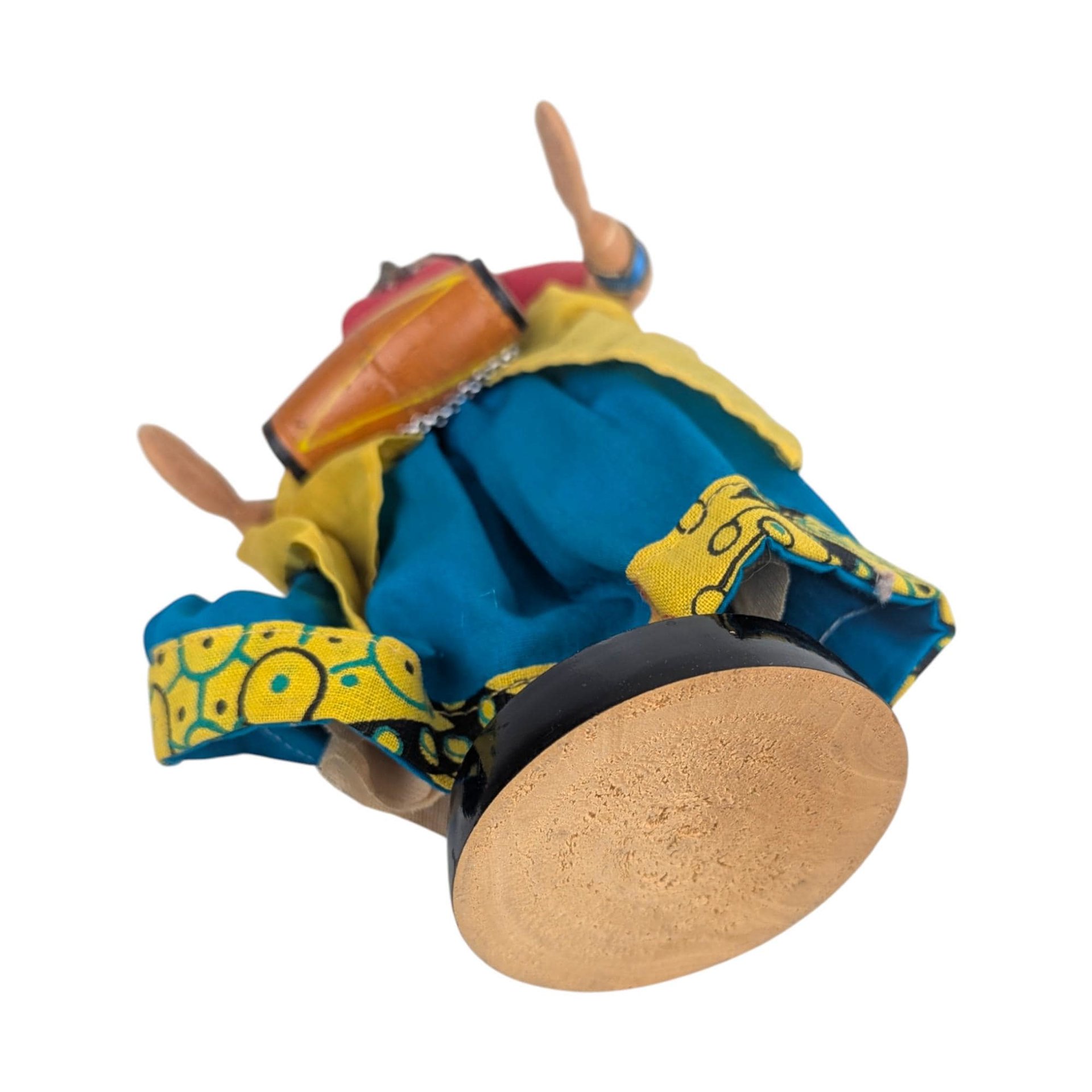 Vintage Indian Folk Art Doll: Woman Musician with Dholak Drum