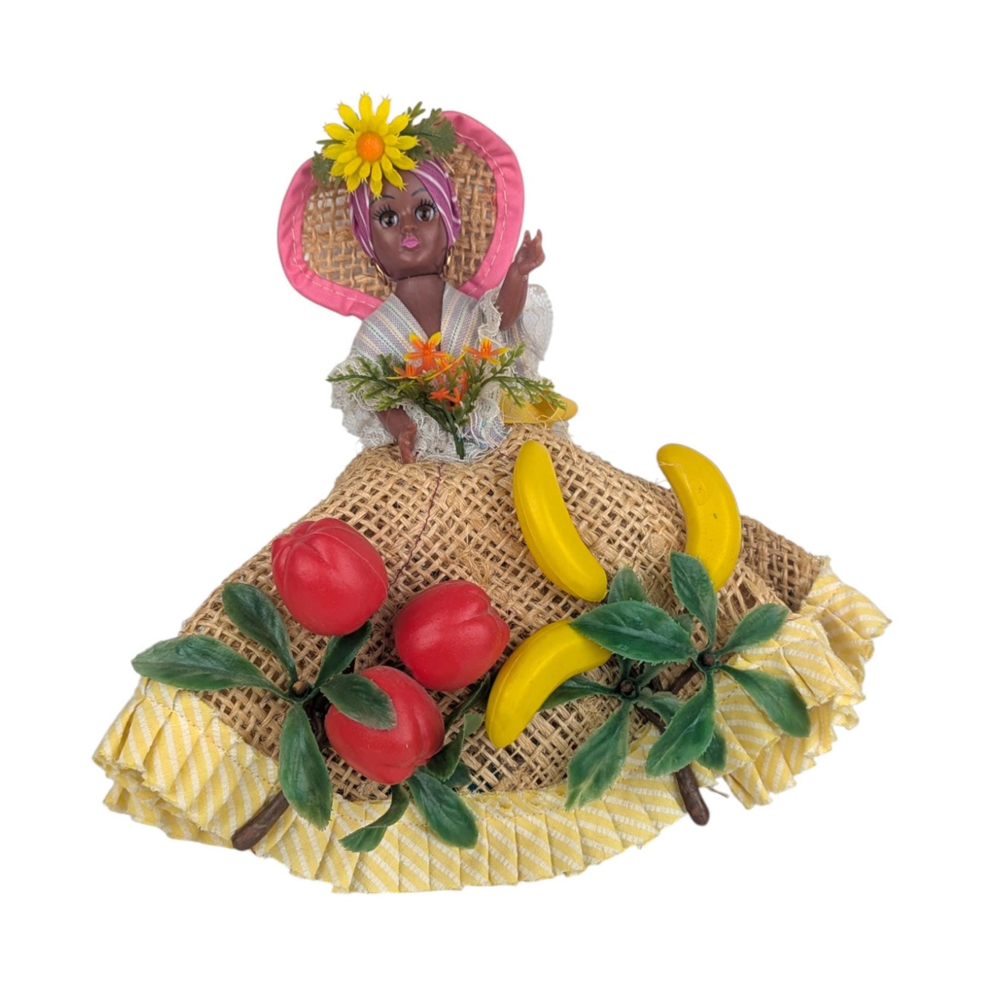 Vintage Calypso Fruit Doll: Caribbean Style Figurine