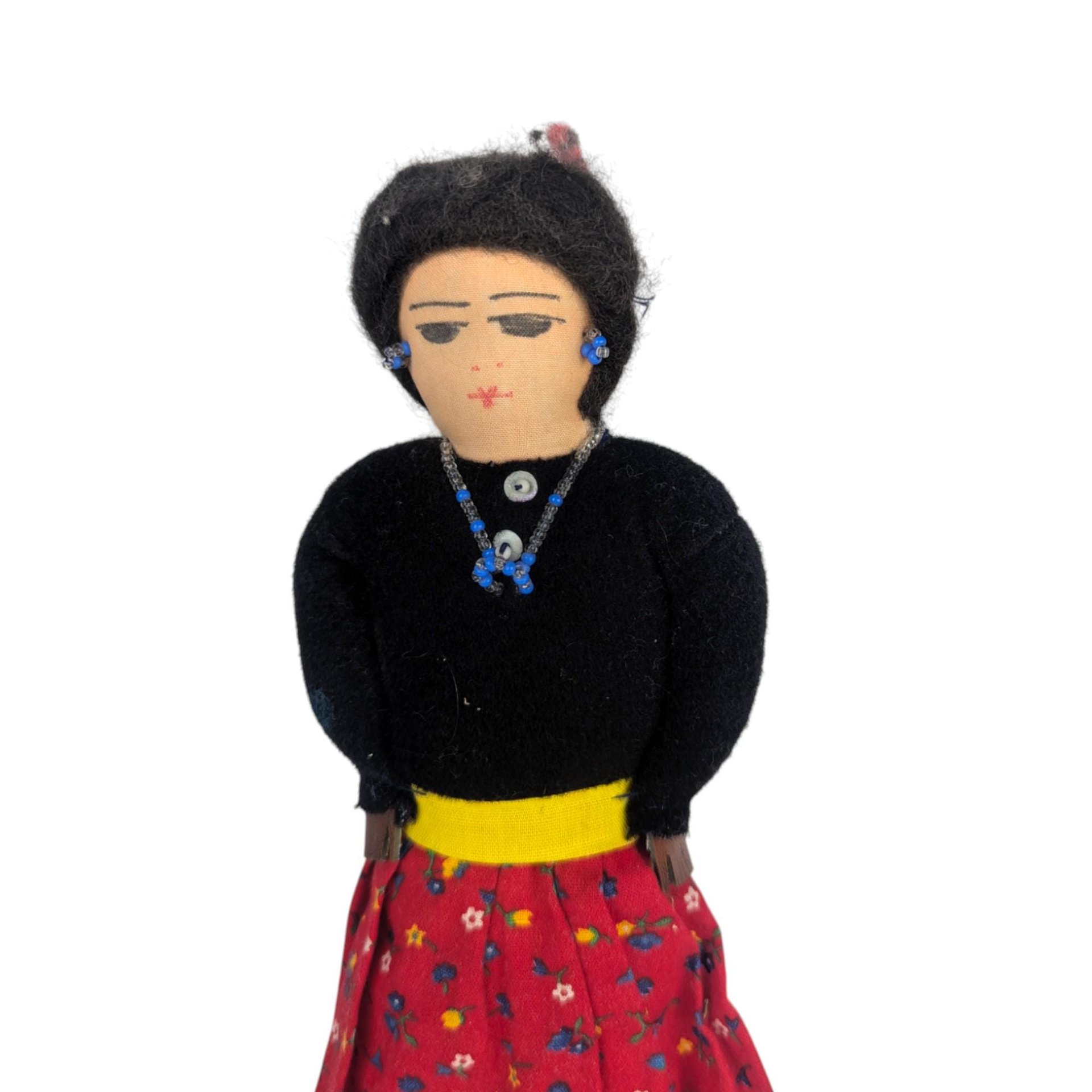 Vintage Navajo Made Doll: Tagged Native American Folk Art Figurine