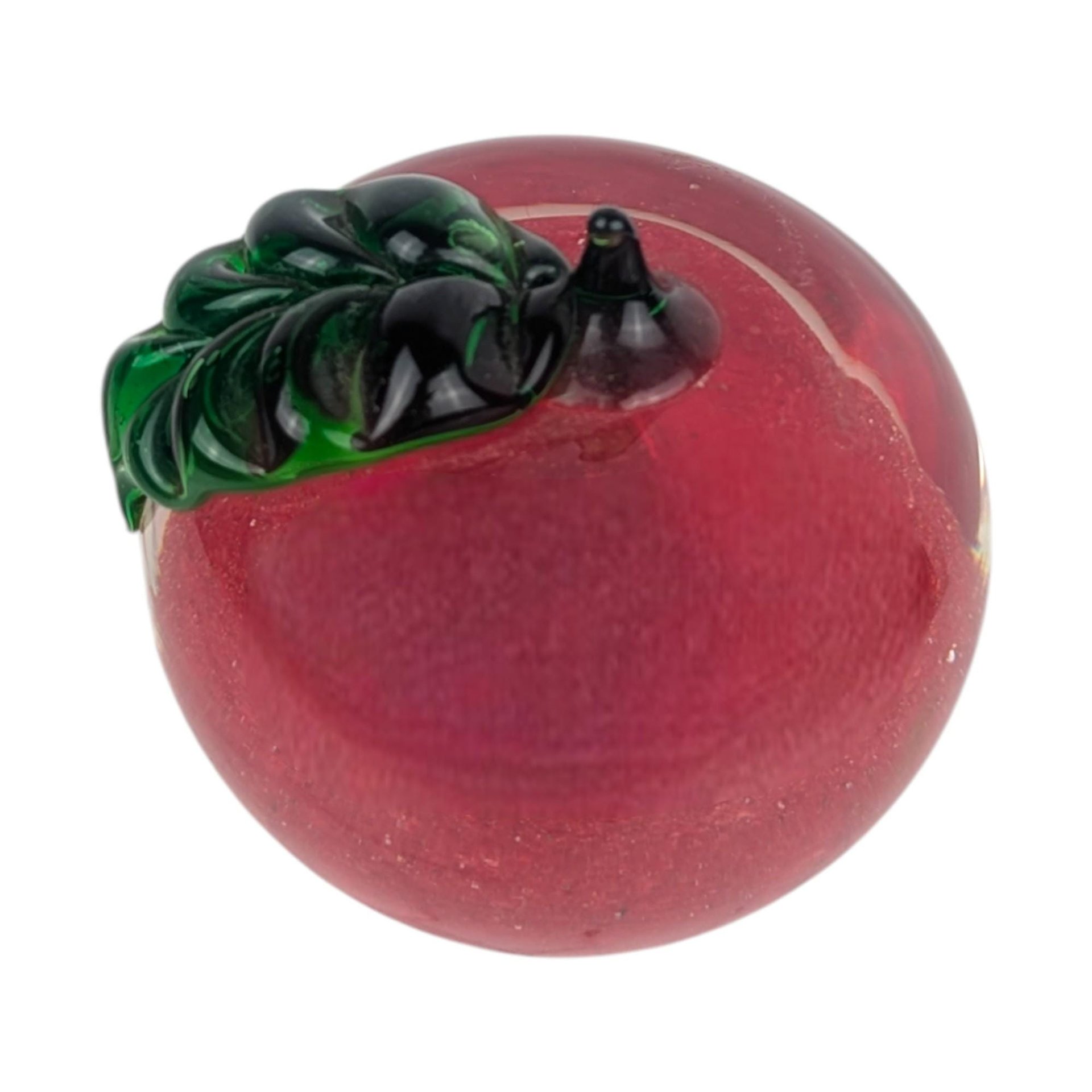 Vintage Art Glass Apple: Hand Blown Red Fruit Paperweight