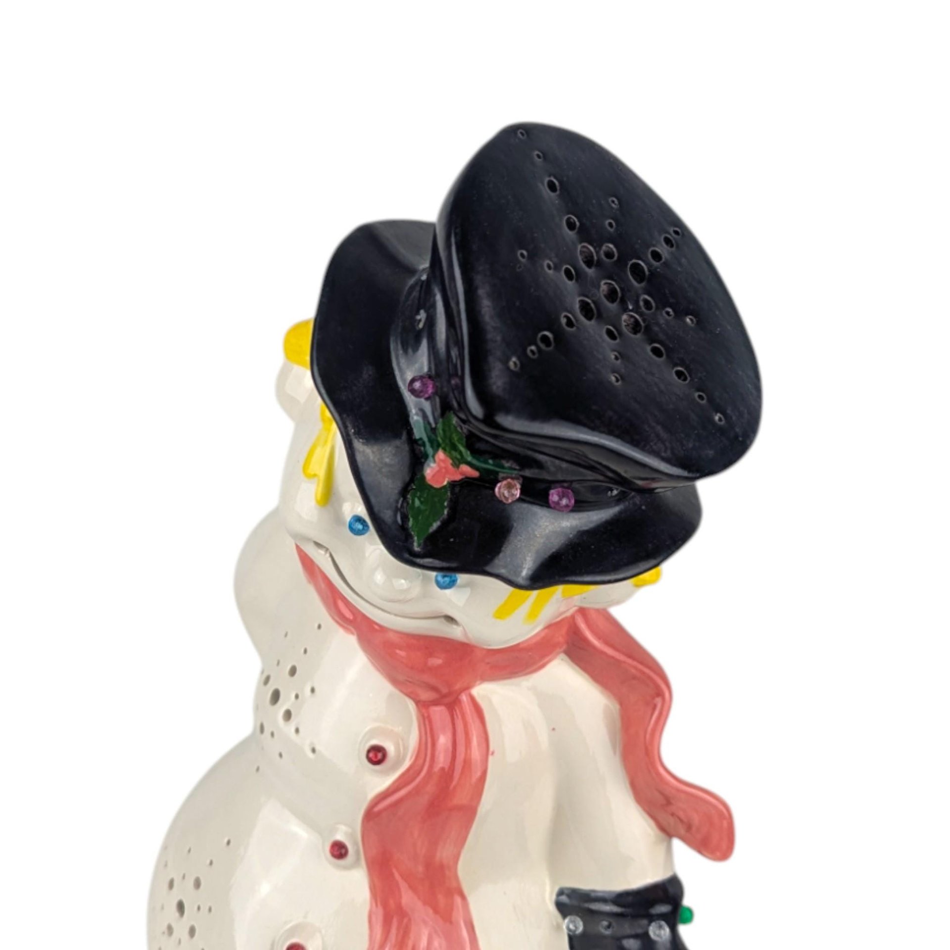 Vintage 1980s Ceramic Snowman: Byron Molds Handpainted Xmas Decor