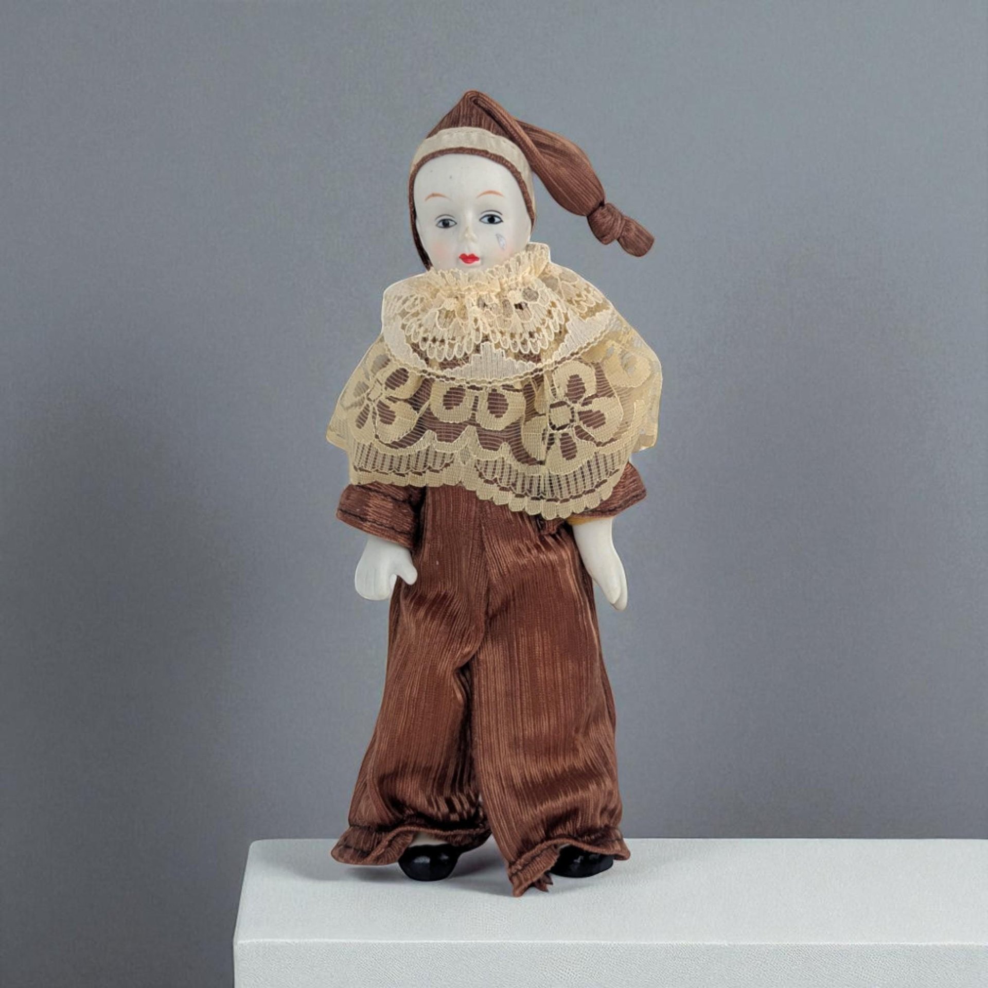 Vintage 1980s Pierrot Clown Doll: Midwest Porcelain Figurine
