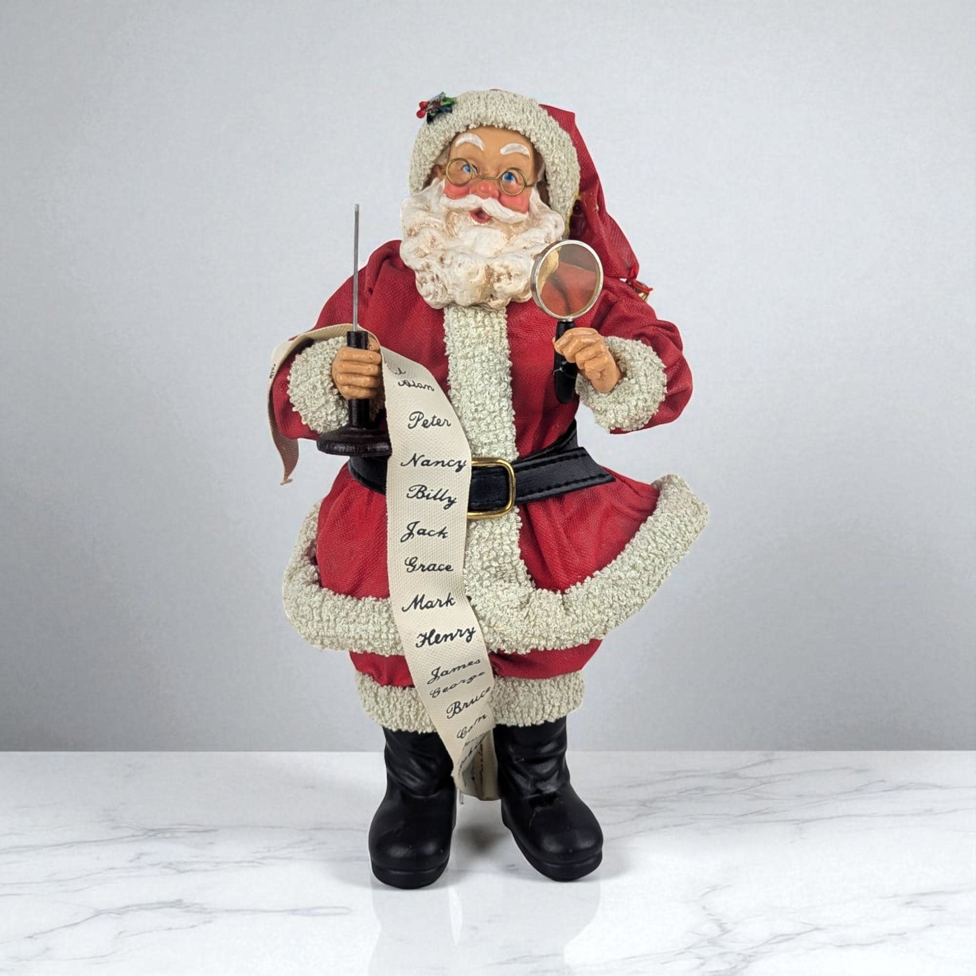 Vintage 1994 Checking It Twice Santa, Imperfect: Possible Dreams Clothtique Figurine
