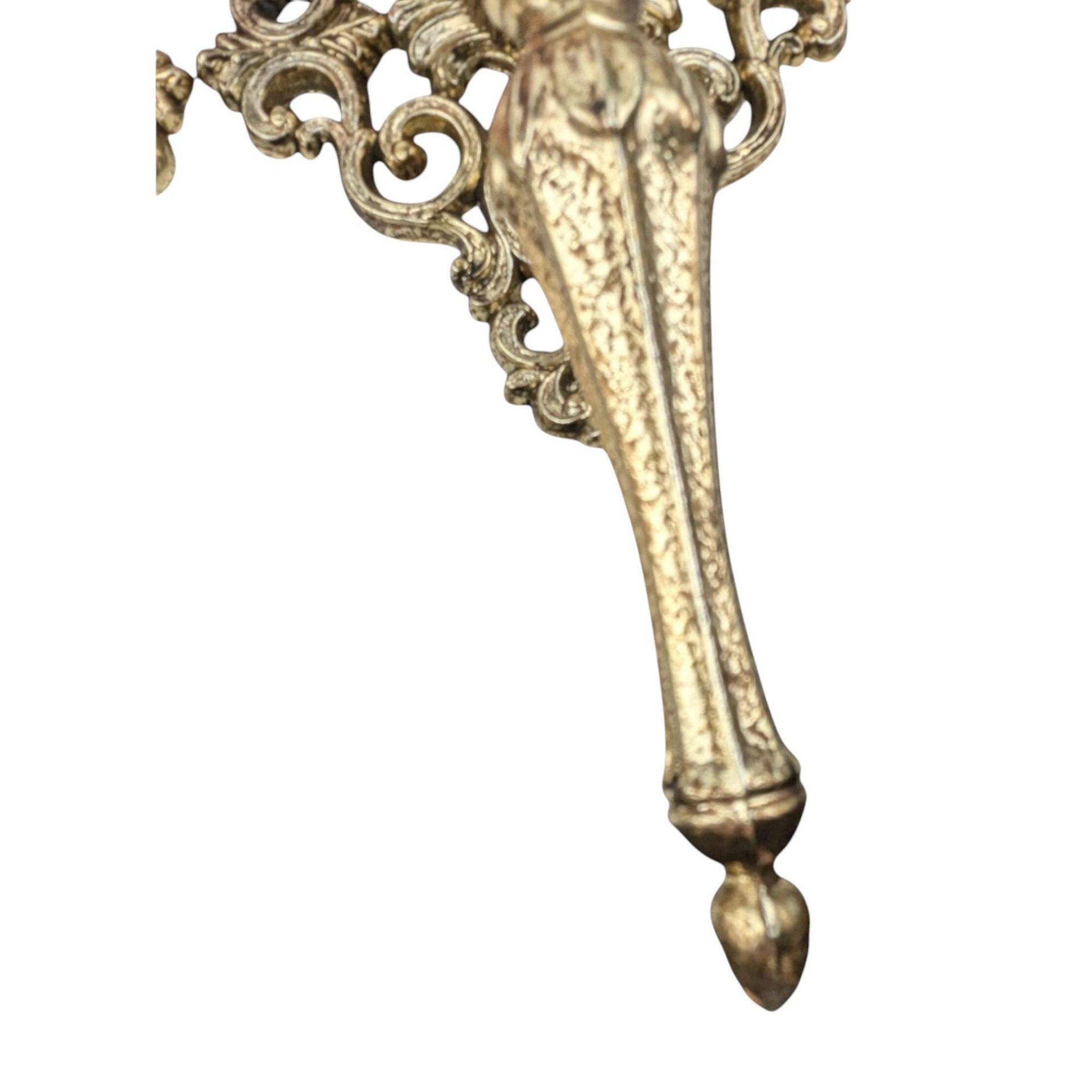 Vintage Brass Wall Sconces: Ornate Italian Candle Holders with Red Votives