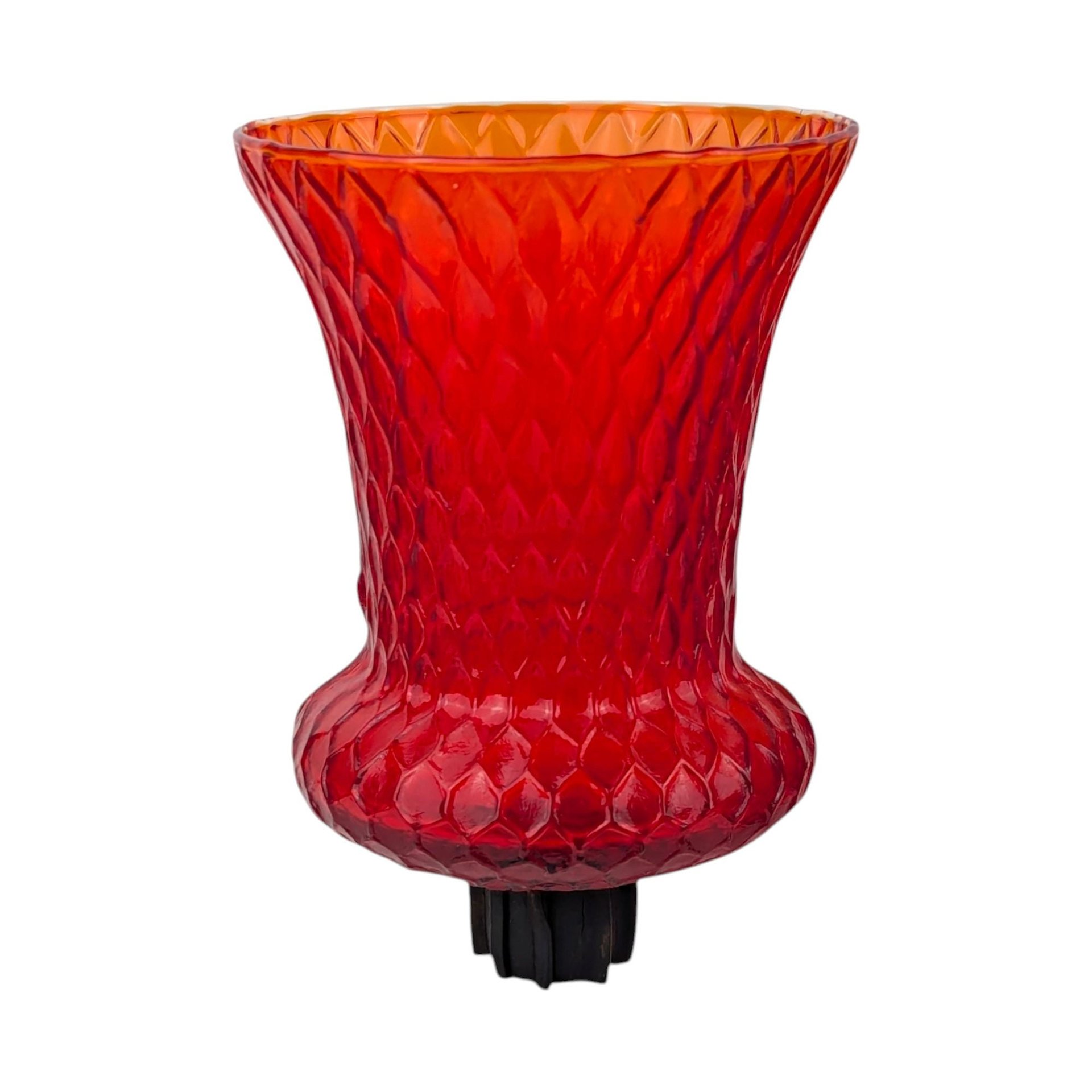 Vintage Brass Wall Sconces: Ornate Italian Candle Holders with Red Votives