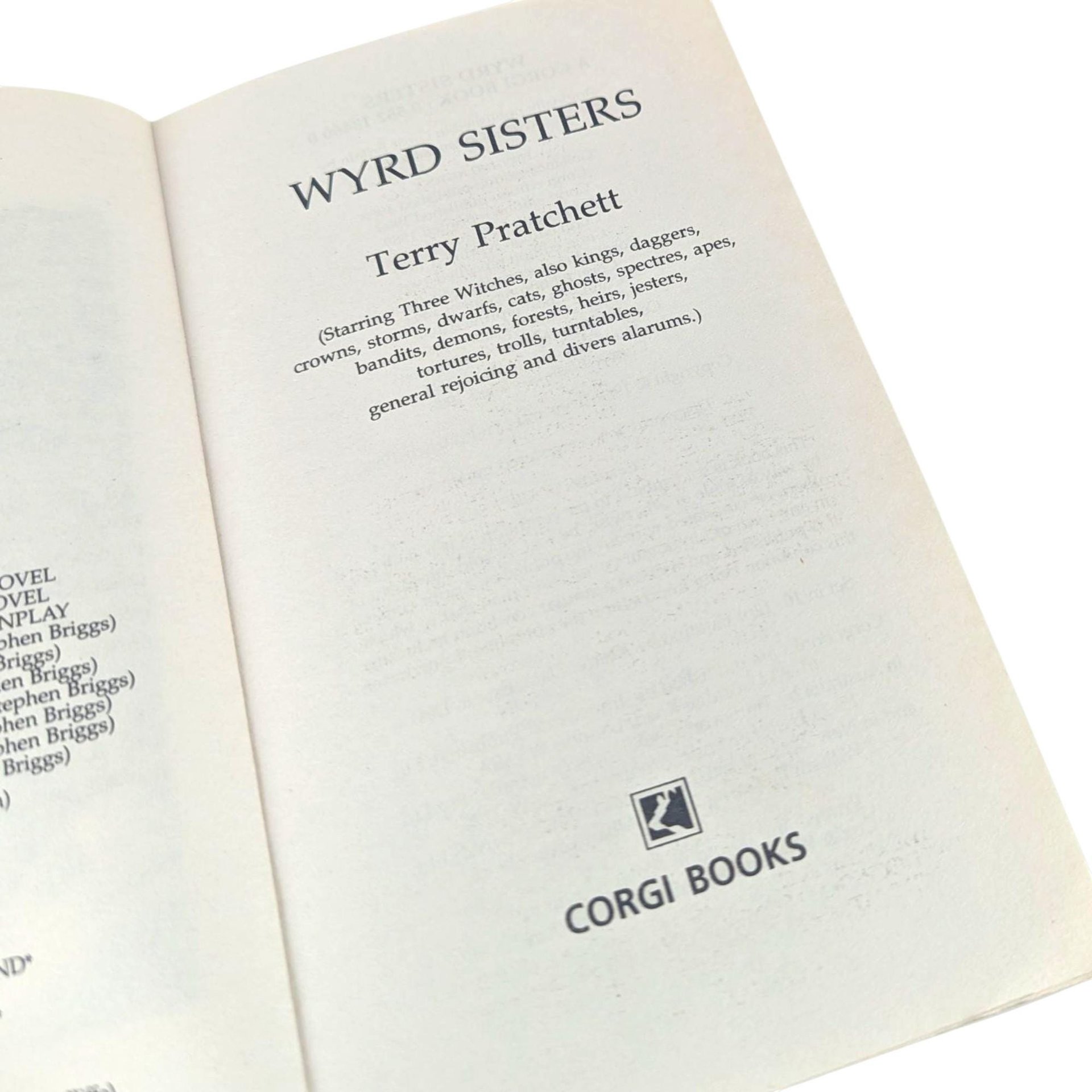 Vintage Wyrd Sisters Paperback, Terry Pratchett Discworld Novel, Josh Kirby Art, Granny Weatherwax Witches Book, 1989 Corgi Edition
