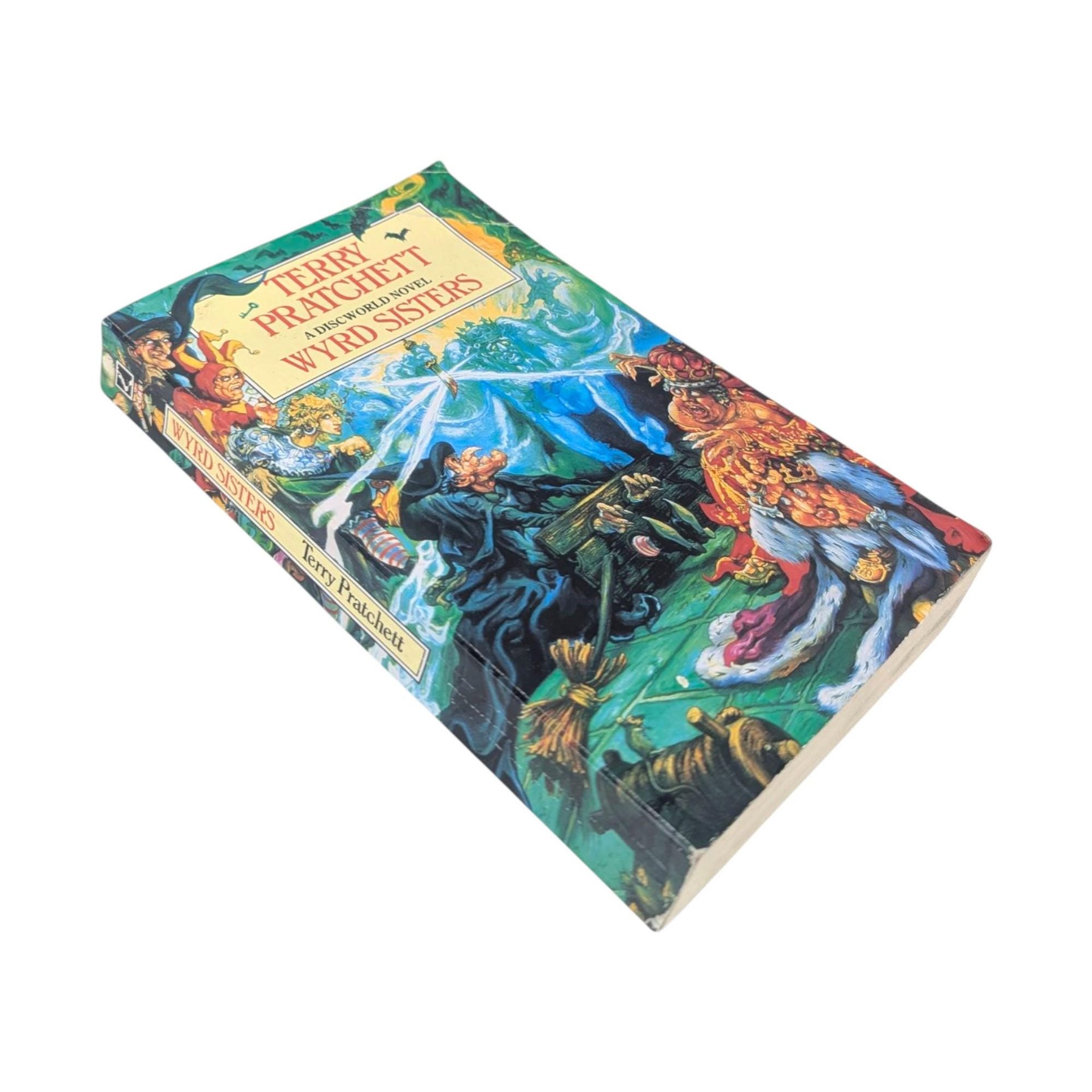 Vintage Wyrd Sisters Paperback, Terry Pratchett Discworld Novel, Josh Kirby Art, Granny Weatherwax Witches Book, 1989 Corgi Edition