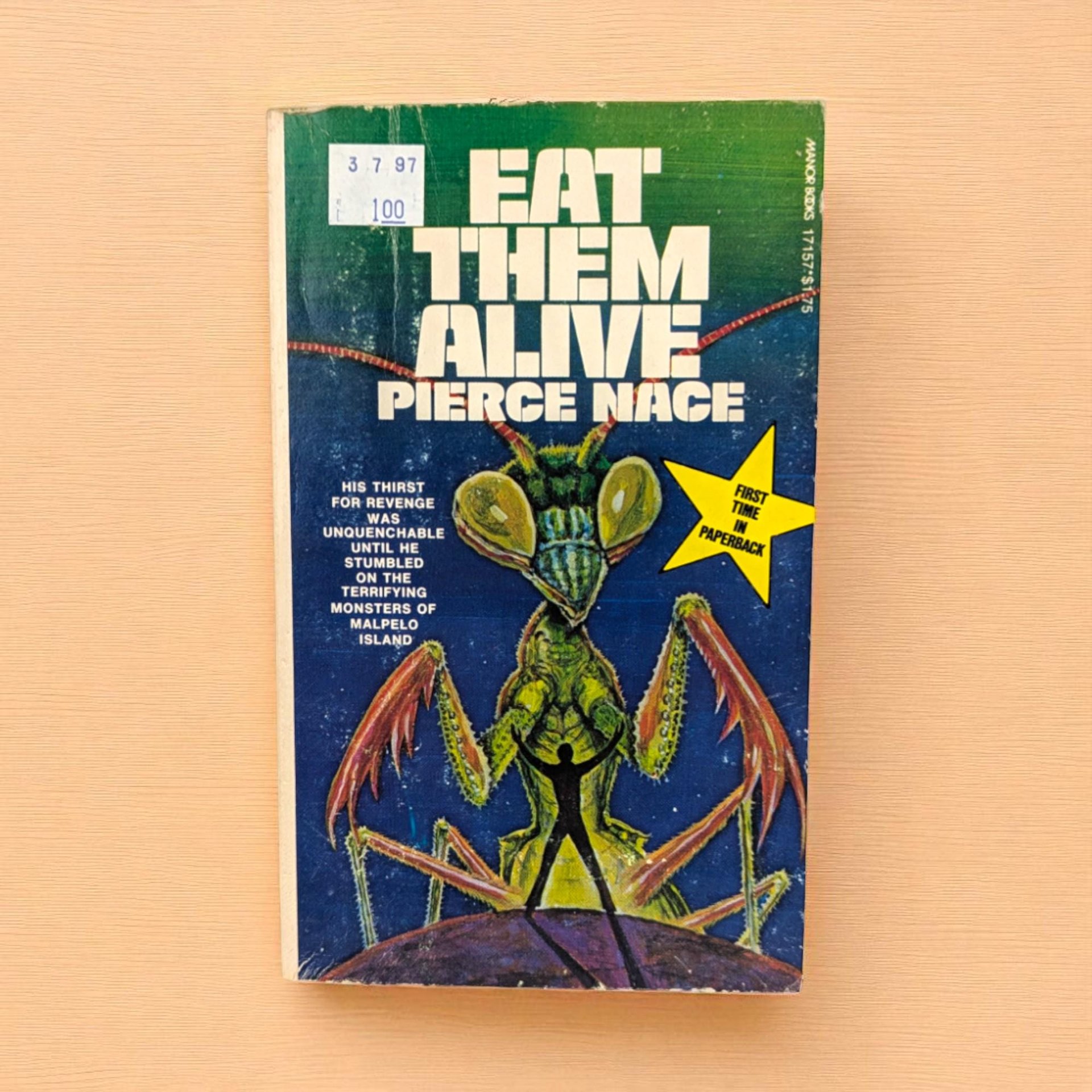Vintage 1977 Eat Them Alive Paperback, Pierce Nace Horror Novel, Giant Insect Monster Book, 70s Pulp Creature Feature, Manor Books