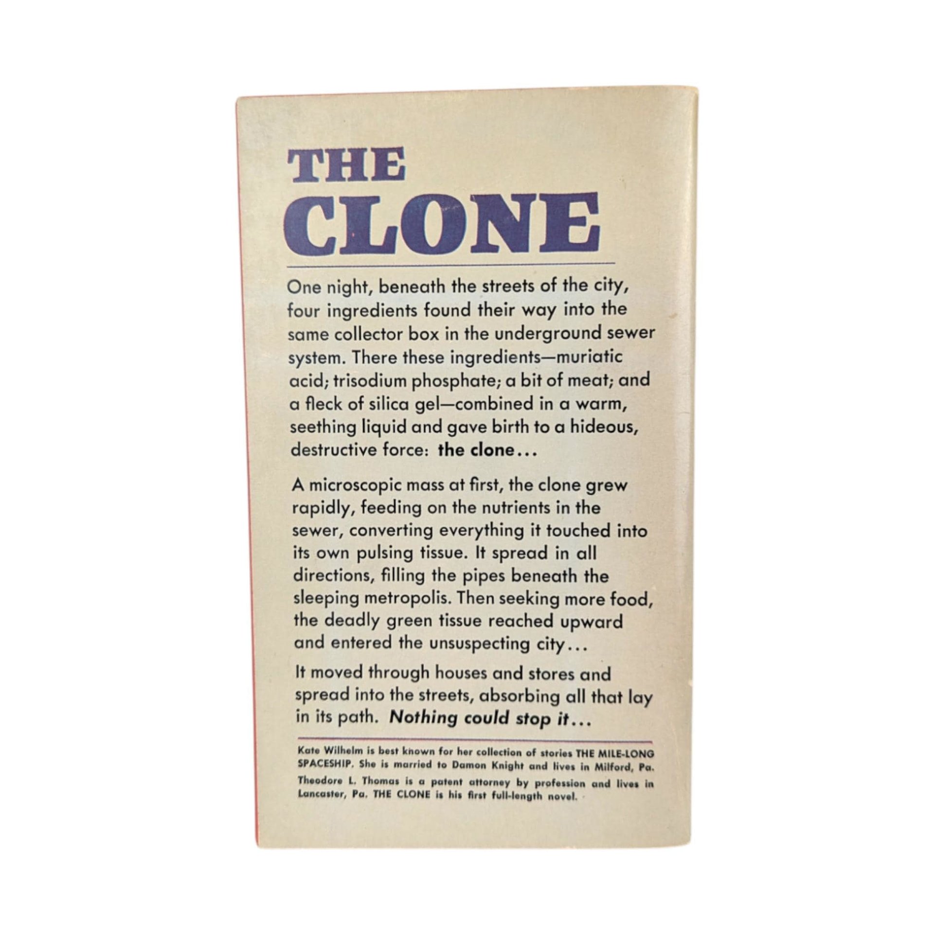 Vintage 1965 The Clone Paperback, Kate Wilhelm Sci-Fi Novel, Theodore Thomas, Nebula Award Nominee, 60s Abstract Cover Art Book